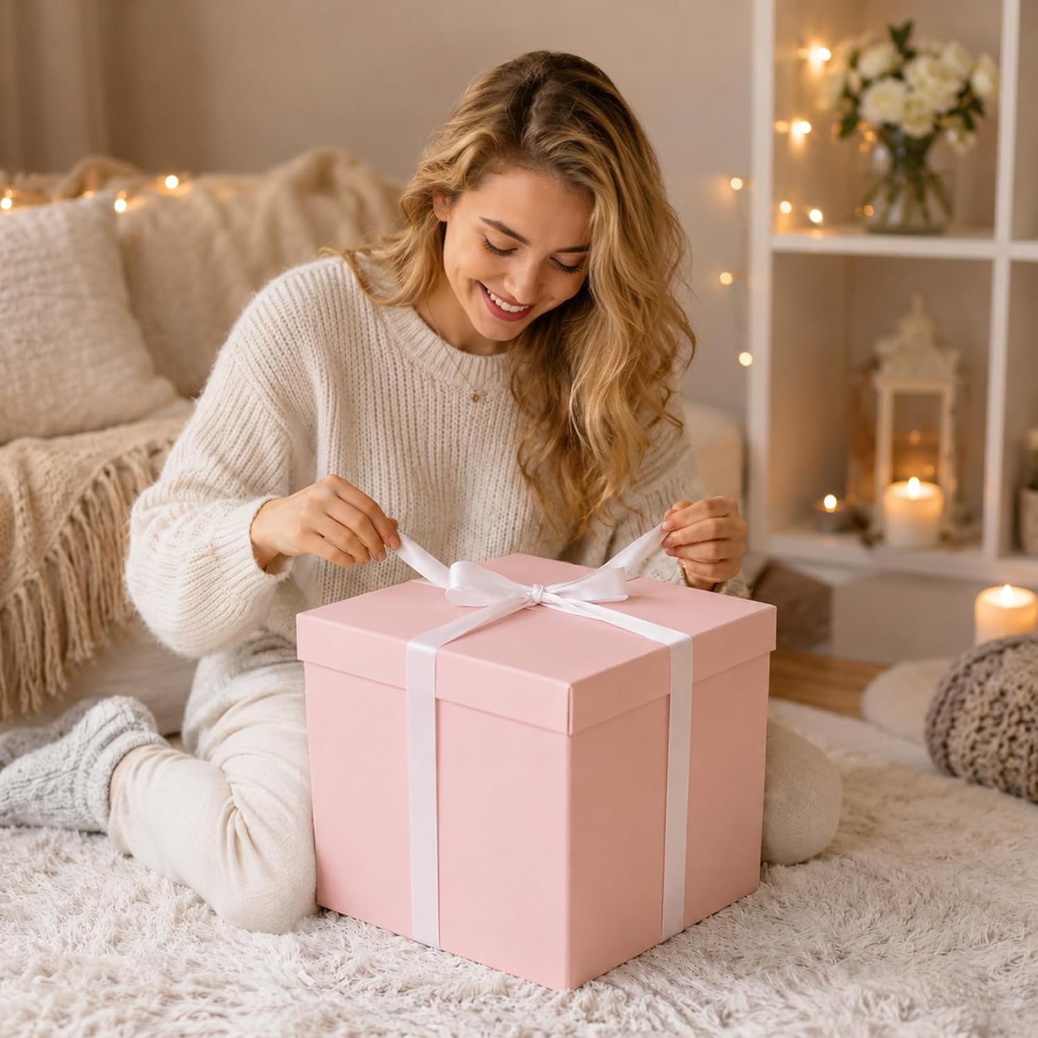 Gift Box with Lid, Large, XXL, Pink, 30 x 30 x 25 cm, Premium Gift Box – Bild 6