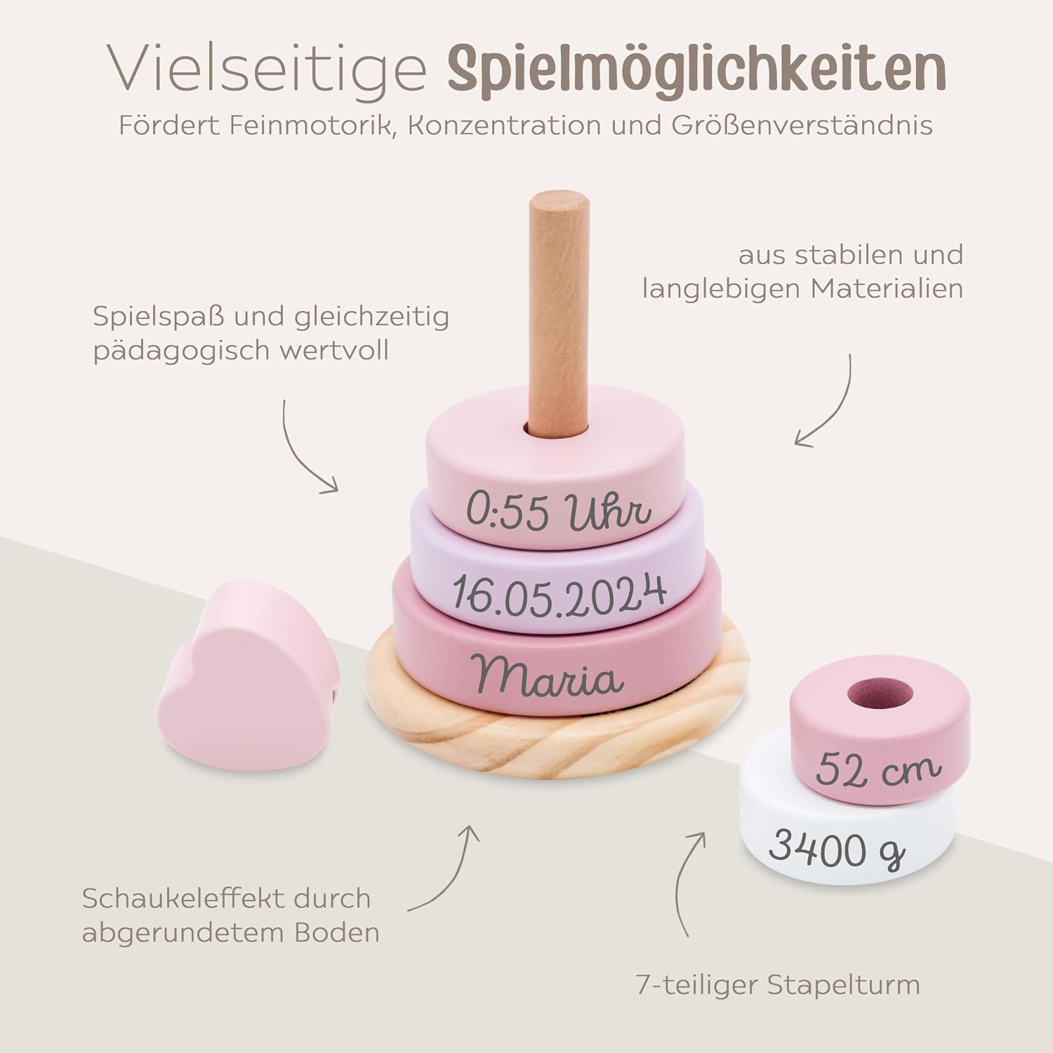 wunderwunsch smallfoot Wooden Stacking Tower from 1 Year Pyramid – Bild 4