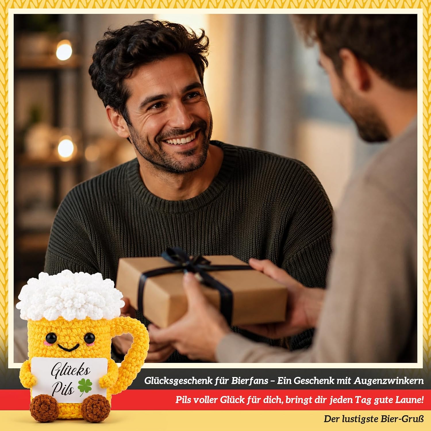 WenmthG Beer Gift for Men - Pocket Hug GlücksPils Lucky Charm – Bild 4