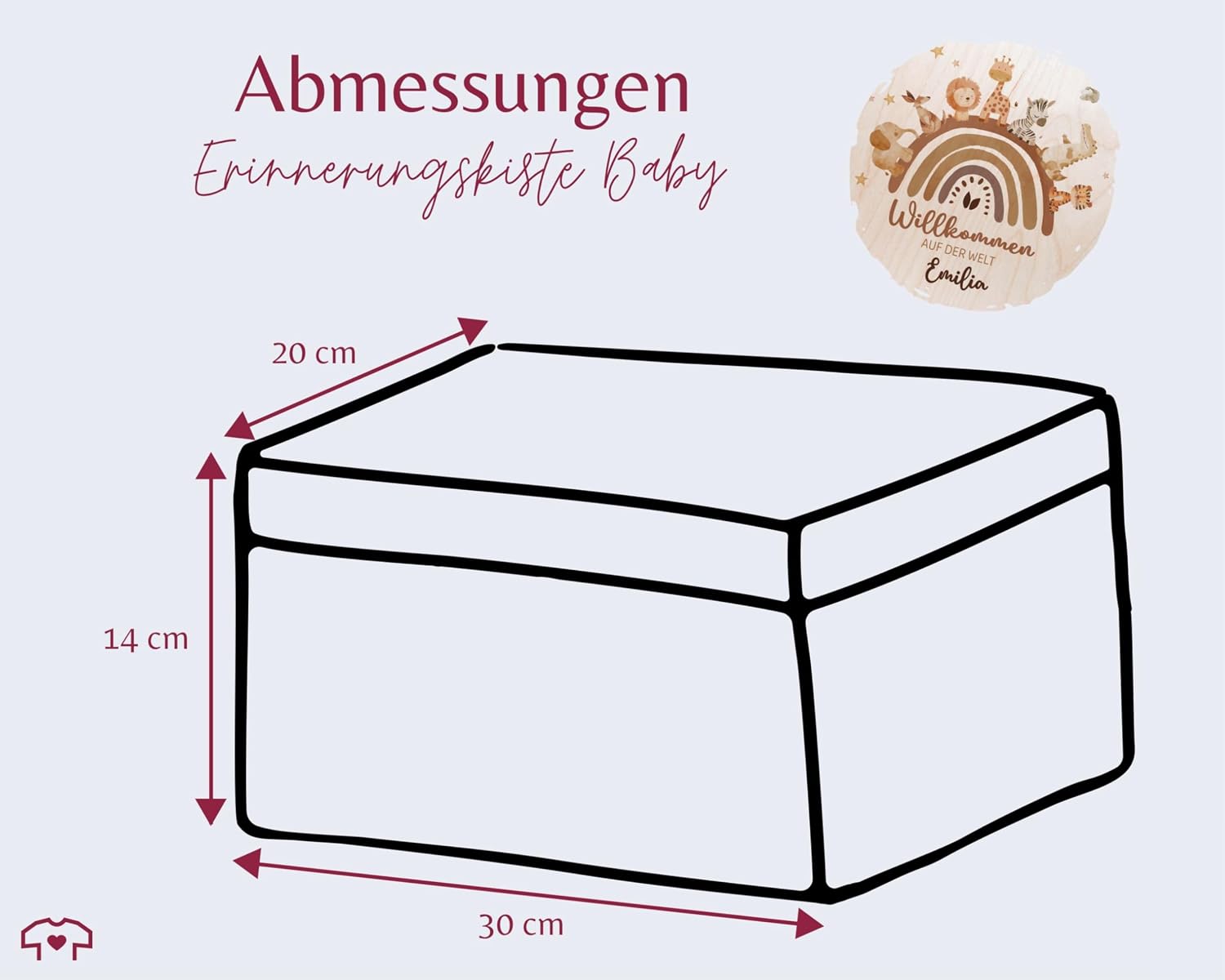 Shirtracer Keepsake Box Baby Personalised Welcome World – Bild 3
