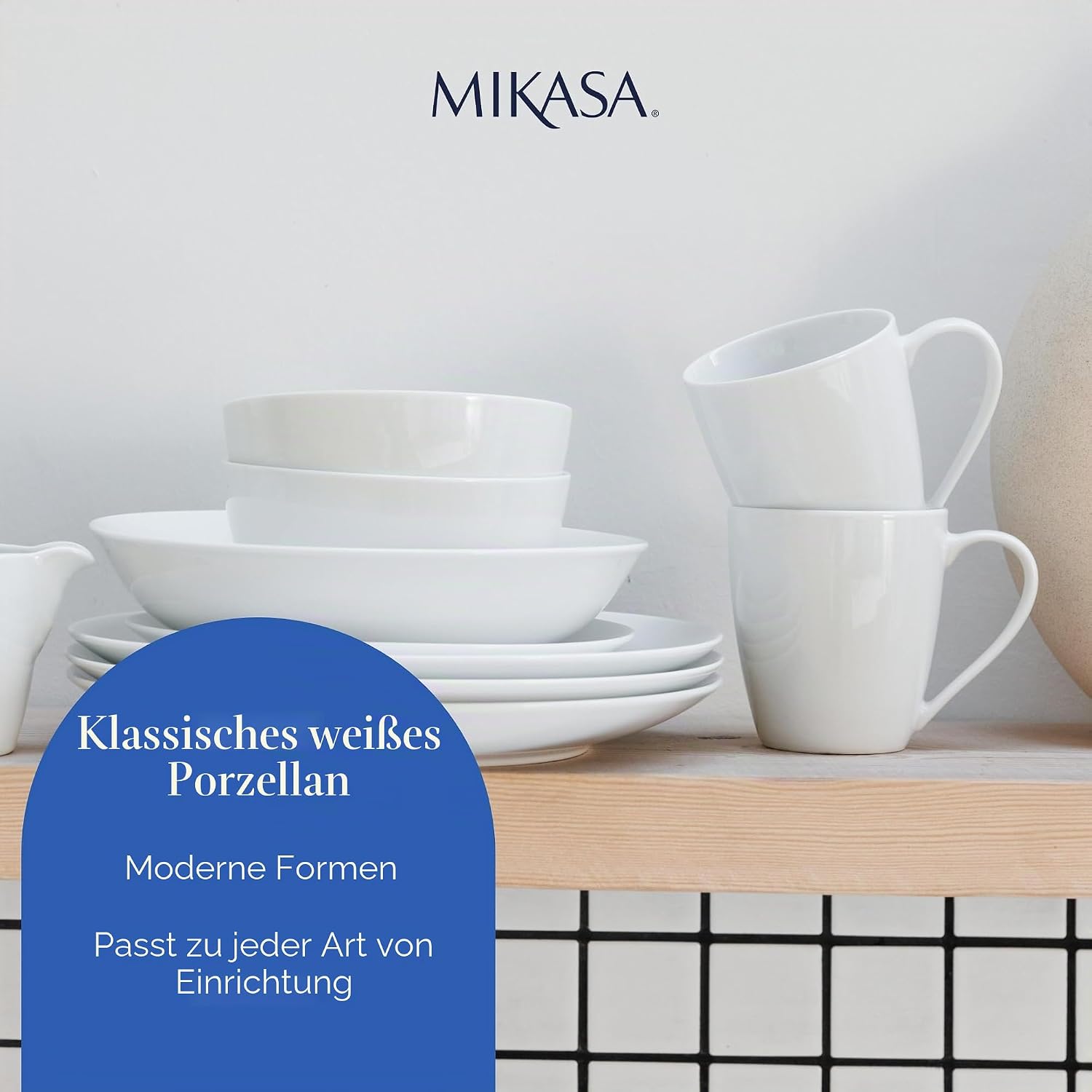 MIKASA Chalk Porcelain Mugs, Set of 4 White Tea and Coffee Mugs, 380 ml, Dishwasher and Microwave Safe – Bild 5