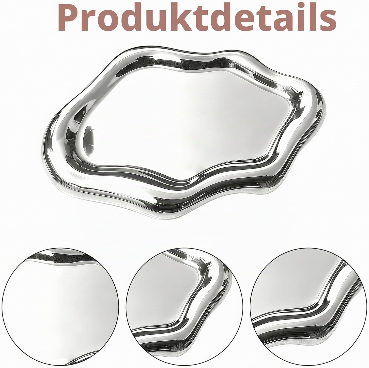Jewellery Bowl Ceramic Jewellery Bowl Ring Holder Decorative Tray Irregular Jewellery Plate Ceramic Tray Clouds for Rings Earrings Watches Birthdays and Festivals Gifts Silver – Bild 3