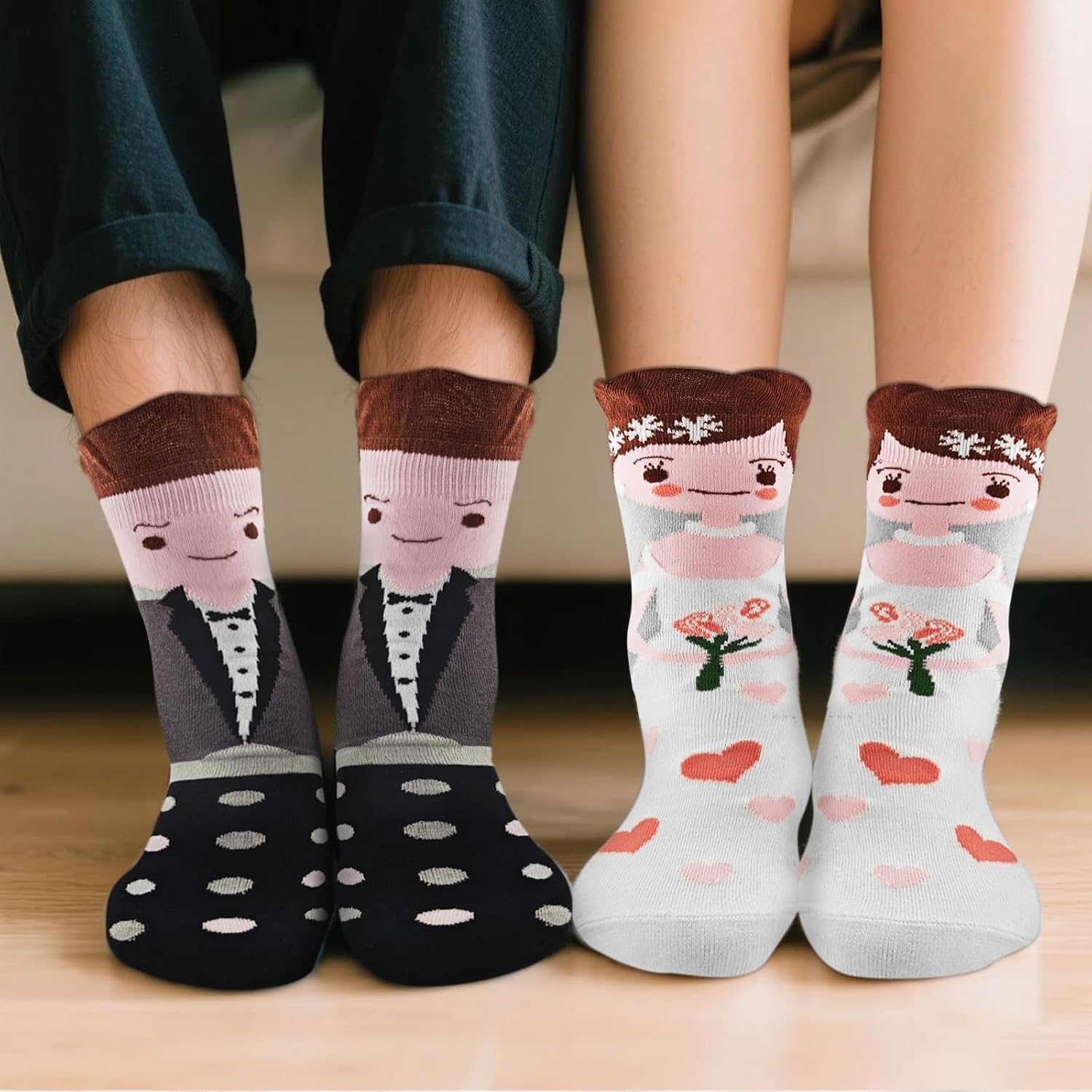 Funny Wedding Socks with Magnet, Bride and Groom Couple Socks, Gift for Wedding Anniversary and Wedding Party – Bild 5