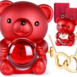 Eternal Rose Bear with Chain, Birthday Gifts for Women