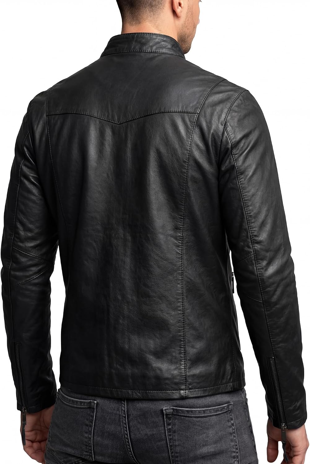 Crone Noa Cleane Basic Men's Leather Jacket Genuine Leather Jacket – Bild 4