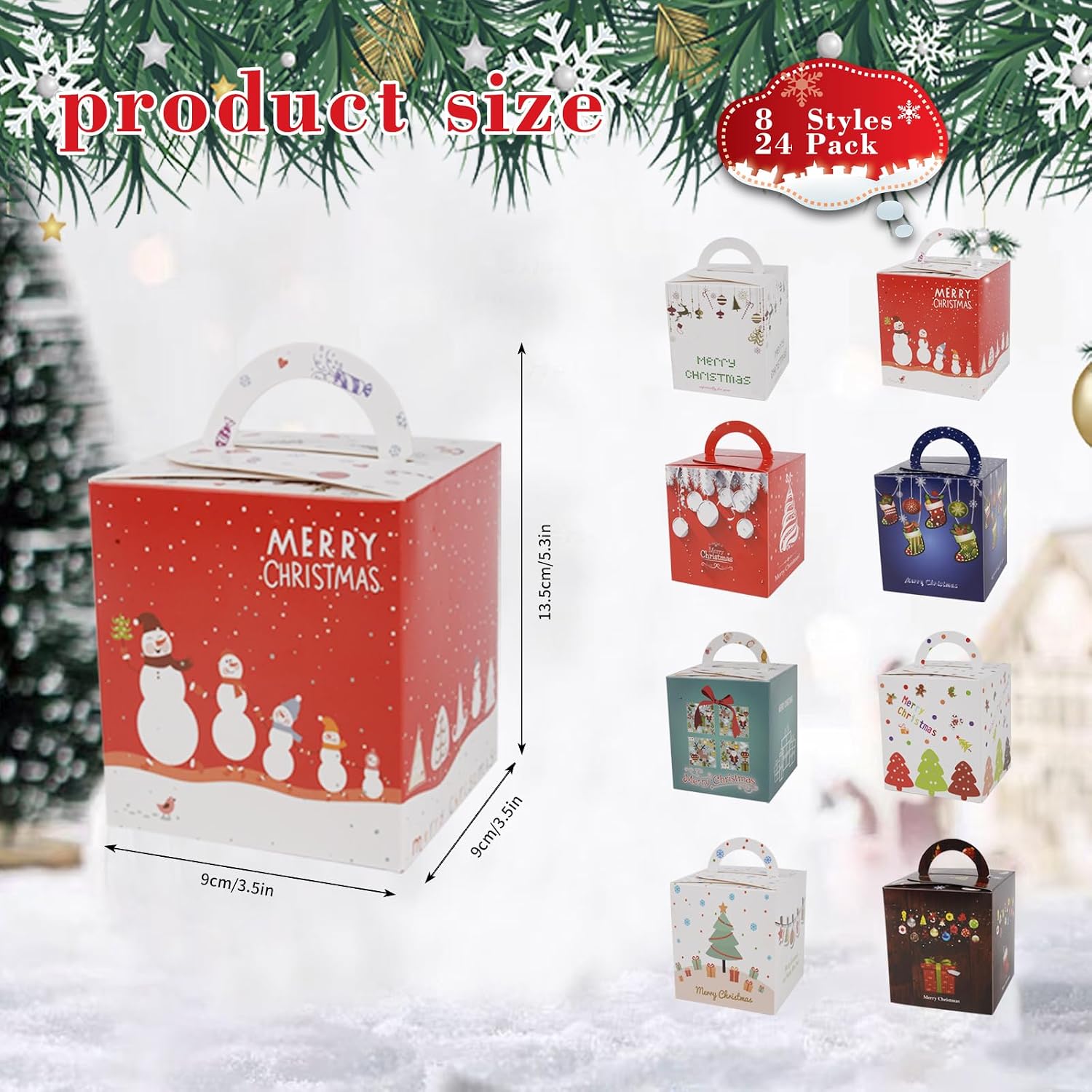 AWCIGG Pack of 24 Christmas Packaging Box Small Biscuit Tins for Gifting Christmas Gifts for Colleagues Biscuit Gift Boxes Chocolate Box Empty Paper Bags Christmas – Bild 3
