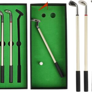 Mini Golf Gifts for Men – Fidget Pen, Golf Pen Set, 3 Golf Clubs Ballpoint Pens, Mini Desktop Games, Funny Fidget Toy, Ideal for Holidays, Office Gifts and Golf Fans