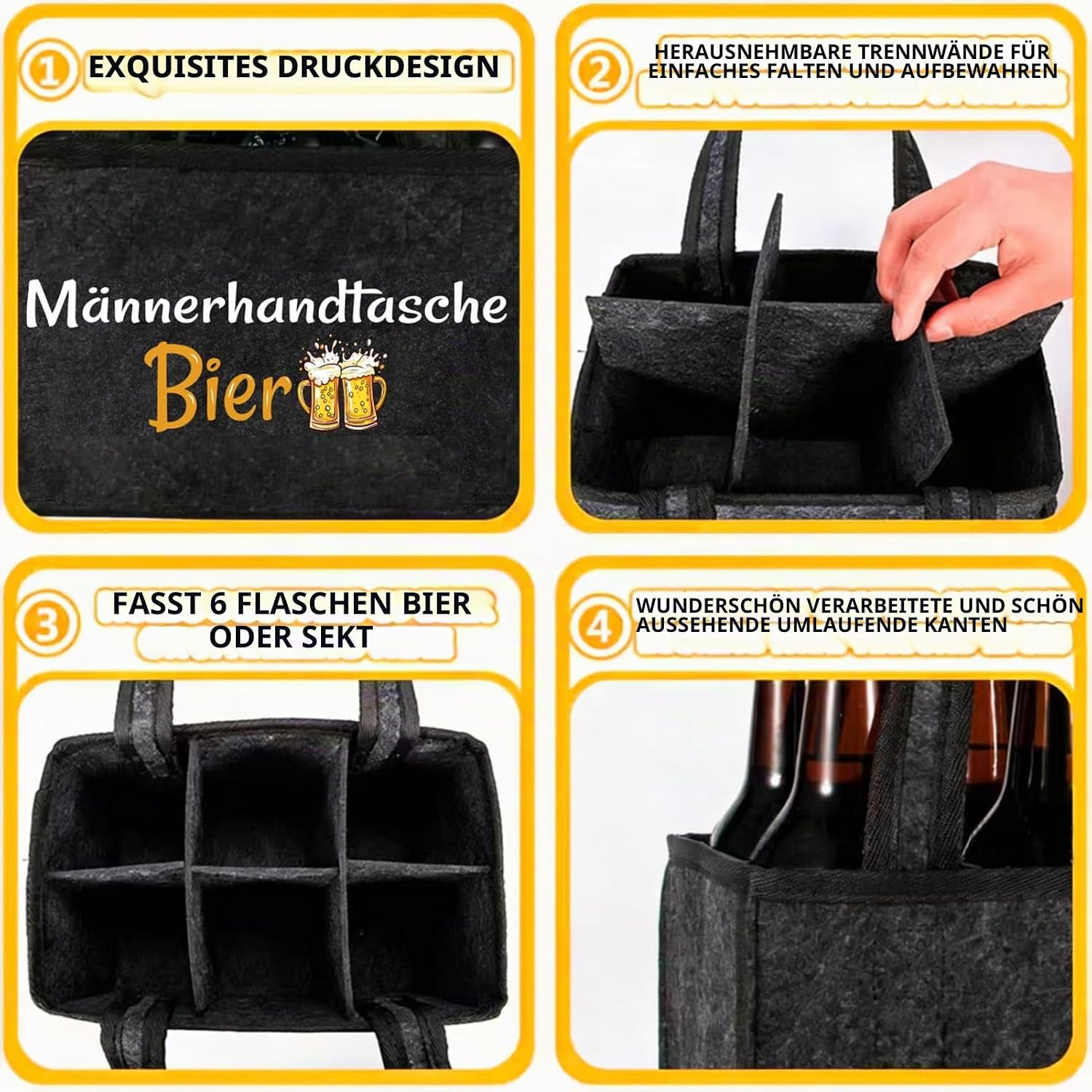 Men's Beer Handbag, Funny Gifts for Men, Men's Gifts, Birthday Gift for Men, Reusable Bottle Bag for Grandpa, Dad, Father Gift, Men's handbag beer – Bild 5