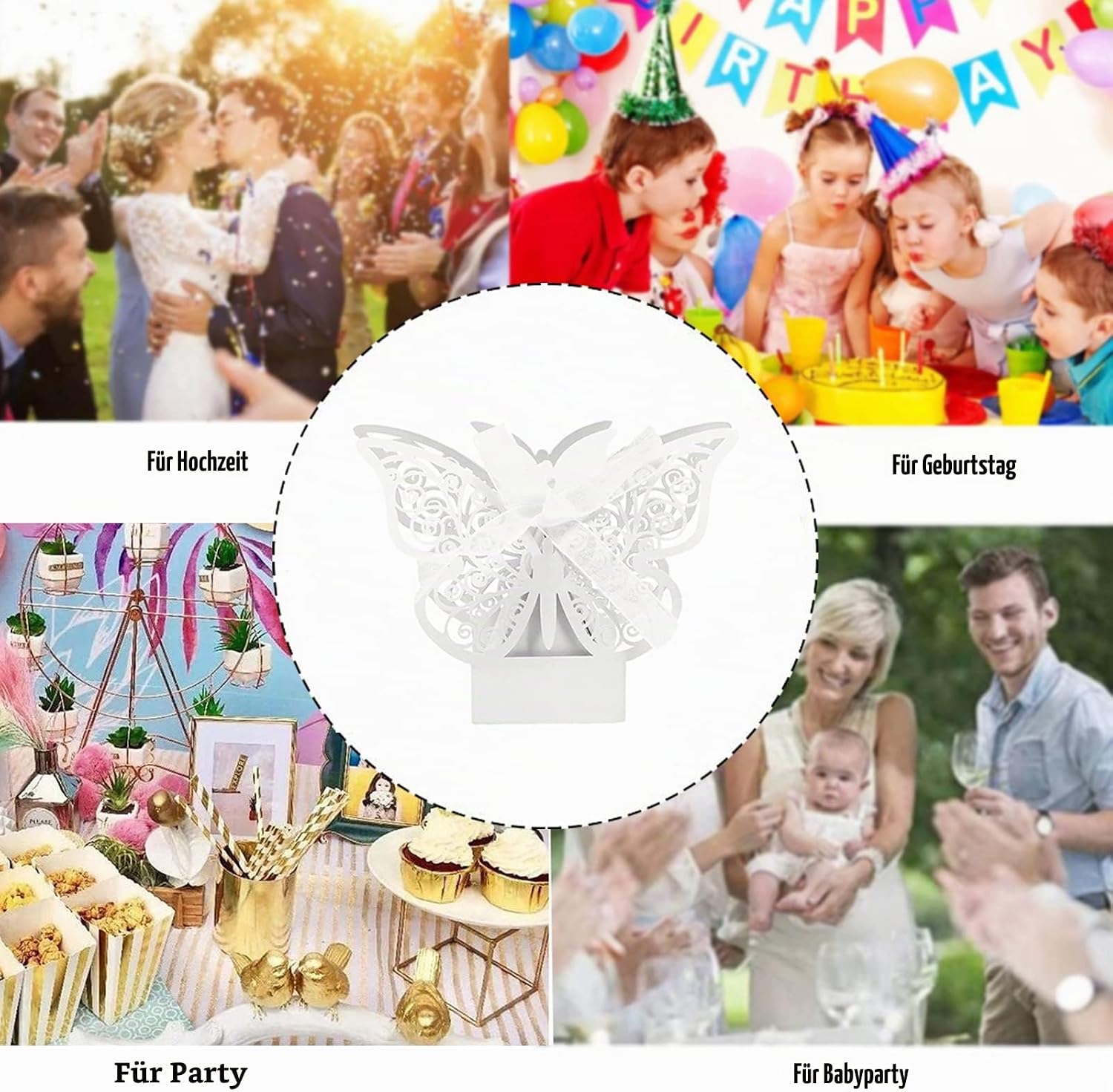 Small Wedding Candy Box - 50 Pieces, Gift Box with Bow for Wedding, Birthday and Party (White) – Bild 4