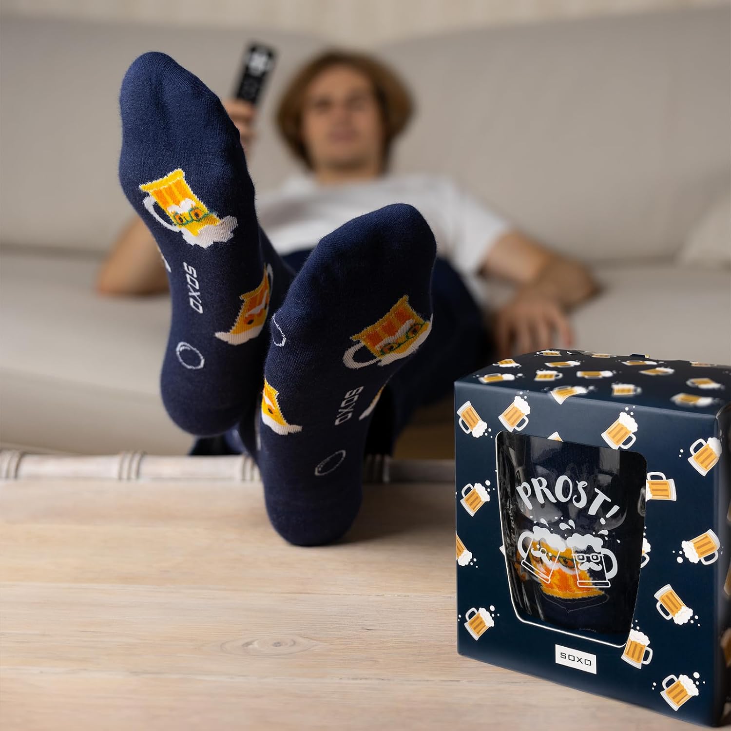 soxo Tin Socks Men's Beer Gifts For Men Funny Sock Gift Summer Socks Men 40-45 – Bild 3