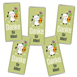 STEINBECK Danke für Alles Geschenk 5 mal Mini Chocolate Bar Set of 5 Small Gift Cat Thank You Thank You