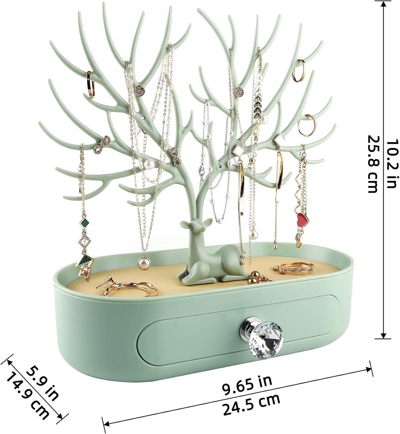 More & Less Antlers Ornament Display Rack with Drawer Crystal Handle Tree Tower Hanging Storage Pieces Ring Earrings Necklace Bracelet – Bild 7