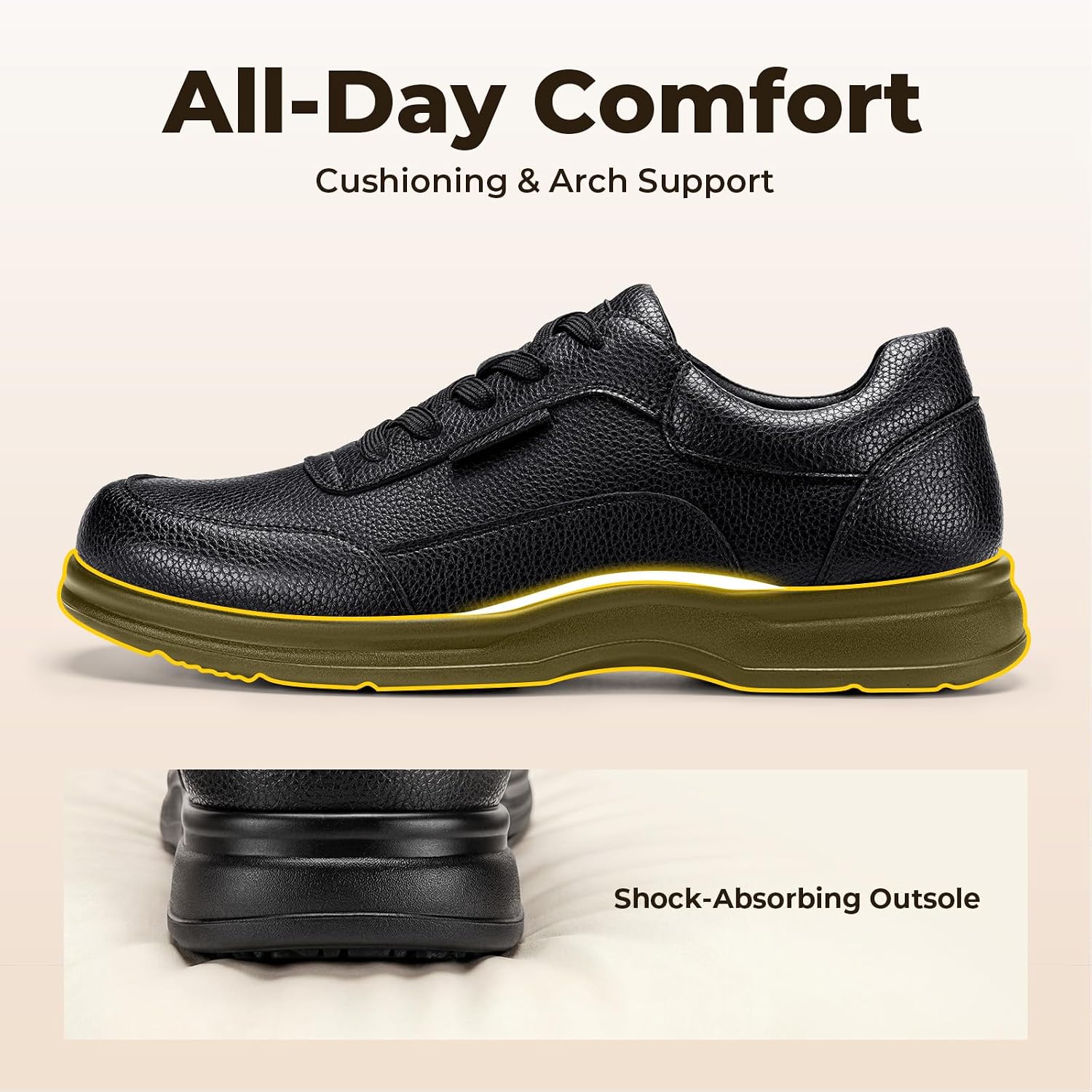FitVille Men's Extra Wide Leather Shoes – Bild 4