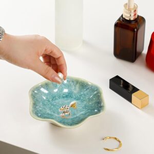 Ceramic Jewellery Bowl, Gifts for Women Leaf Jewellery for Her Jewellery Plate Key Tray Small Ring Bowl Holder Bedside Decor Home Decor Christmas Birthday Friendship Gift for