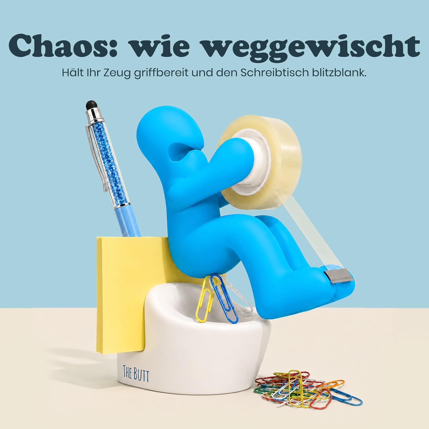 THE BUTT Tape Dispenser and Supply Station Funny Accessory for Office, Home or School (Blue) – Bild 6