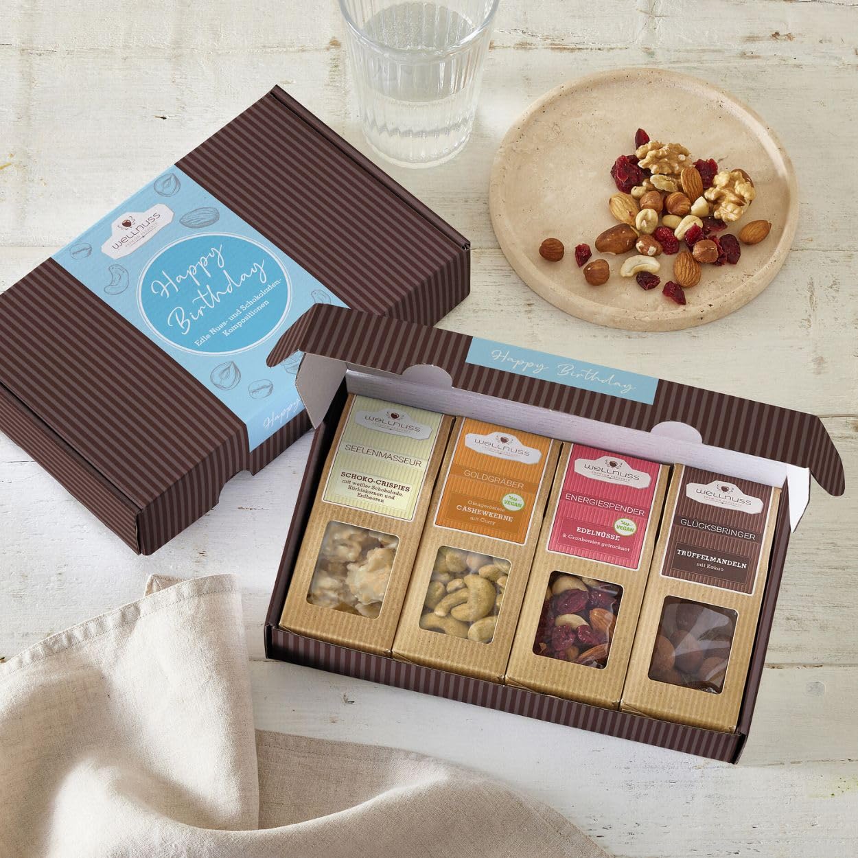 wellnuss Happy Birthday 4 Snack Sensations in Gift Box - Premium Selection - The Birthday Gift for Gourmets and Connoisseurs – Bild 7