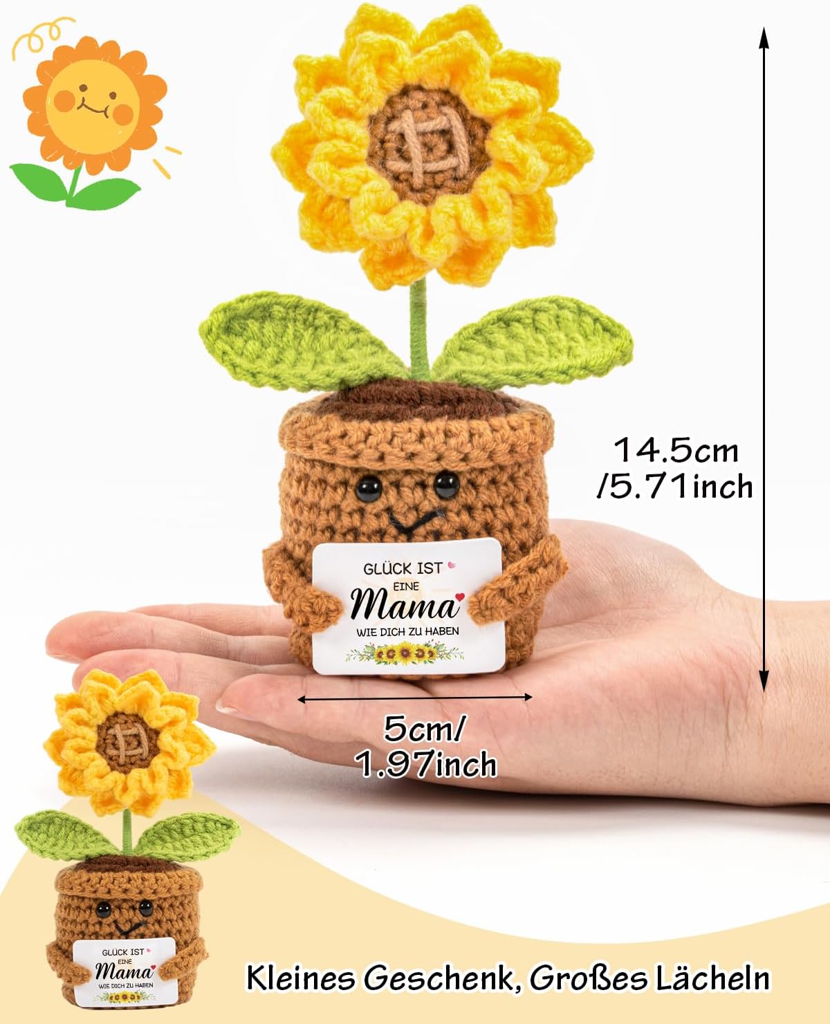 Gifts for Mum - Sunflower Crochet Doll, Mother's Day Christmas – Bild 3