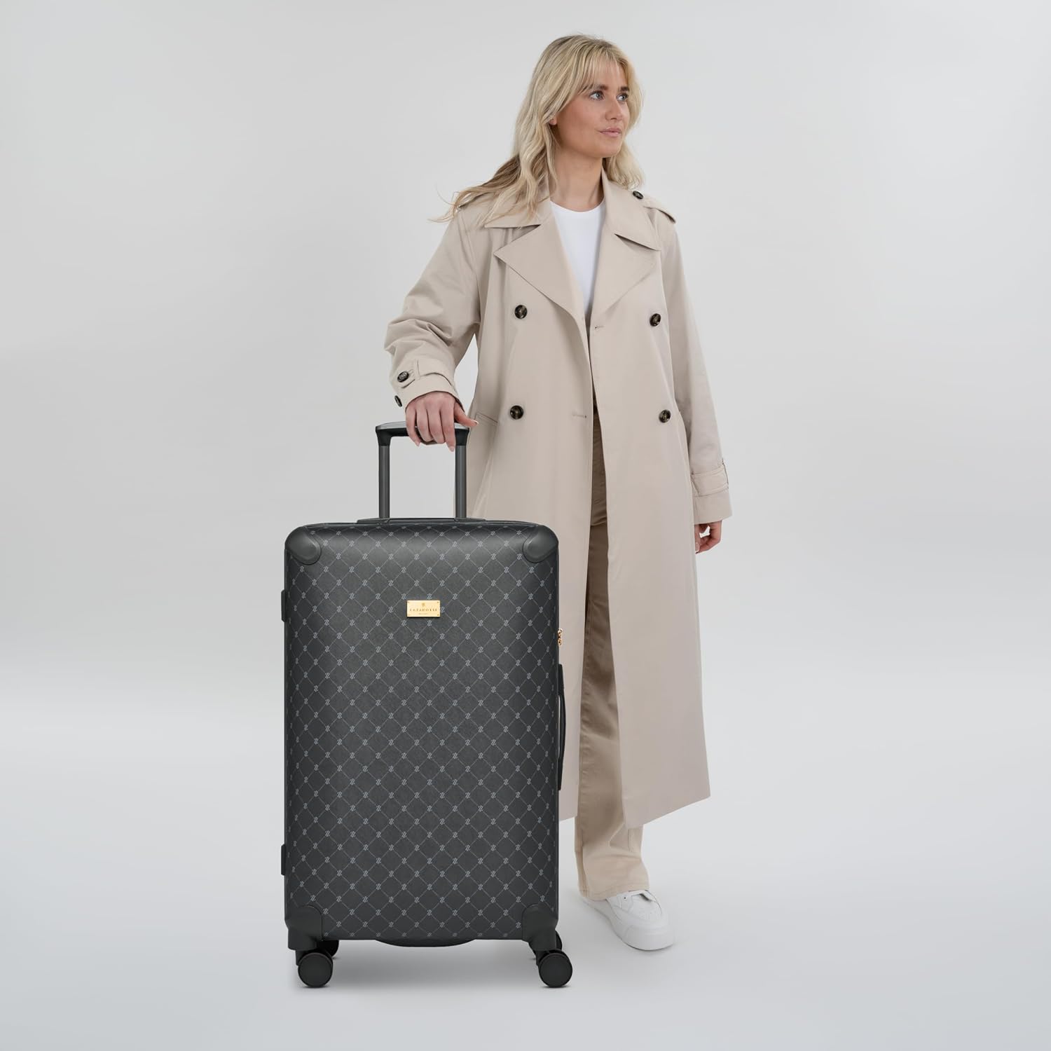 Lazarotti Large Ckeck-in Suitcase XL Trolley 50 x 32 x 79 cm Lightweight Hybrid Material with Logo Print & Corner Protection 4 Double Wheels & TSA Lock for Men and Women (Palermo) – Bild 7