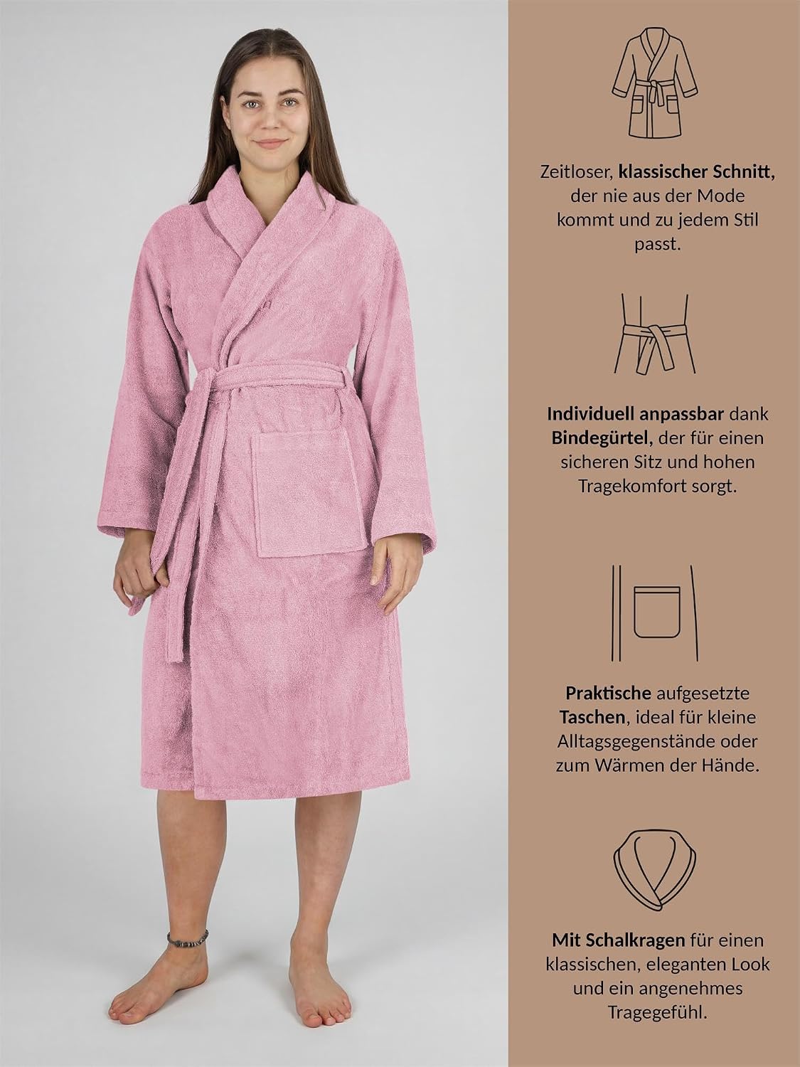 normani 100% Cotton Bathrobe Sauna Gown Two-Tone and Plain with and without Hood for Men and Women (Sizes XS - 4XL) – Bild 2