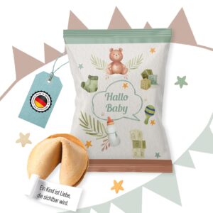 Logbuch-Verlag Baby Shower Lucky Cookies Set of 10 – Individually Wrapped Party Favours for Adults with Sayings for Birth & Christening, Cute Party Bag