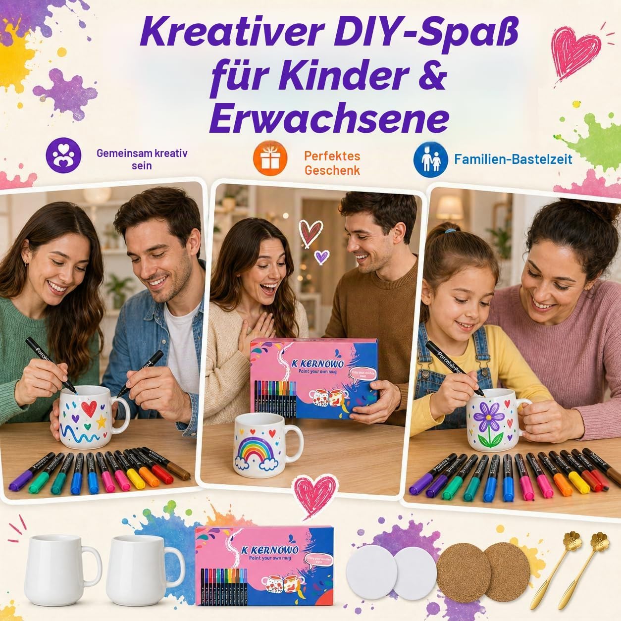 Ceramic Painting Set for Adults, DIY Cups Painting Set for Beginners – Bild 6
