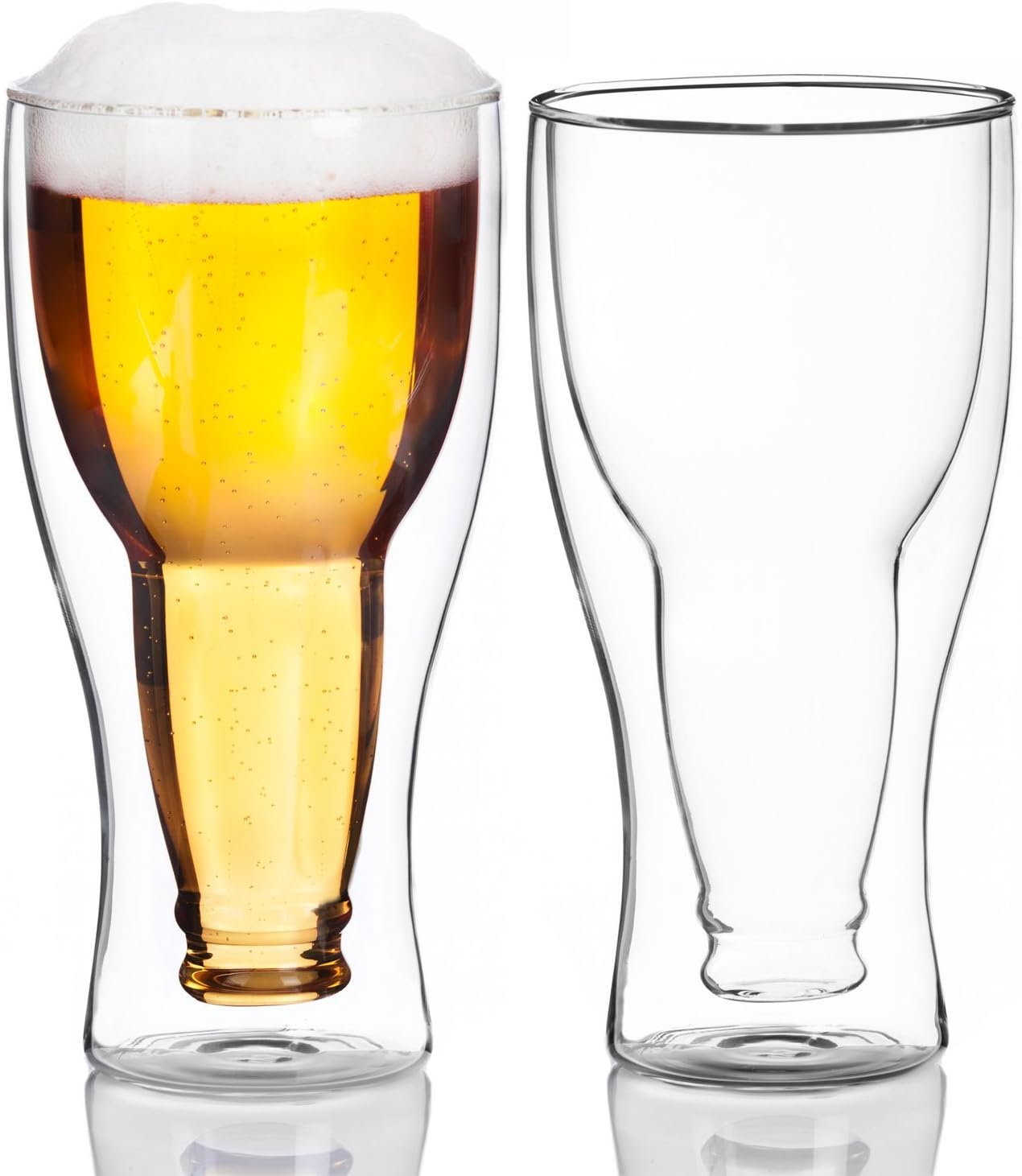 Dimono Double-Walled Beer Glass 0.33 L Inside Out Inverted Beer Bottle in Glass (2 Glasses) – Bild 5