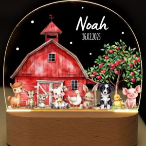 Bear Friends Night Light Personalised Girl, Children's Lamp Baby Birth