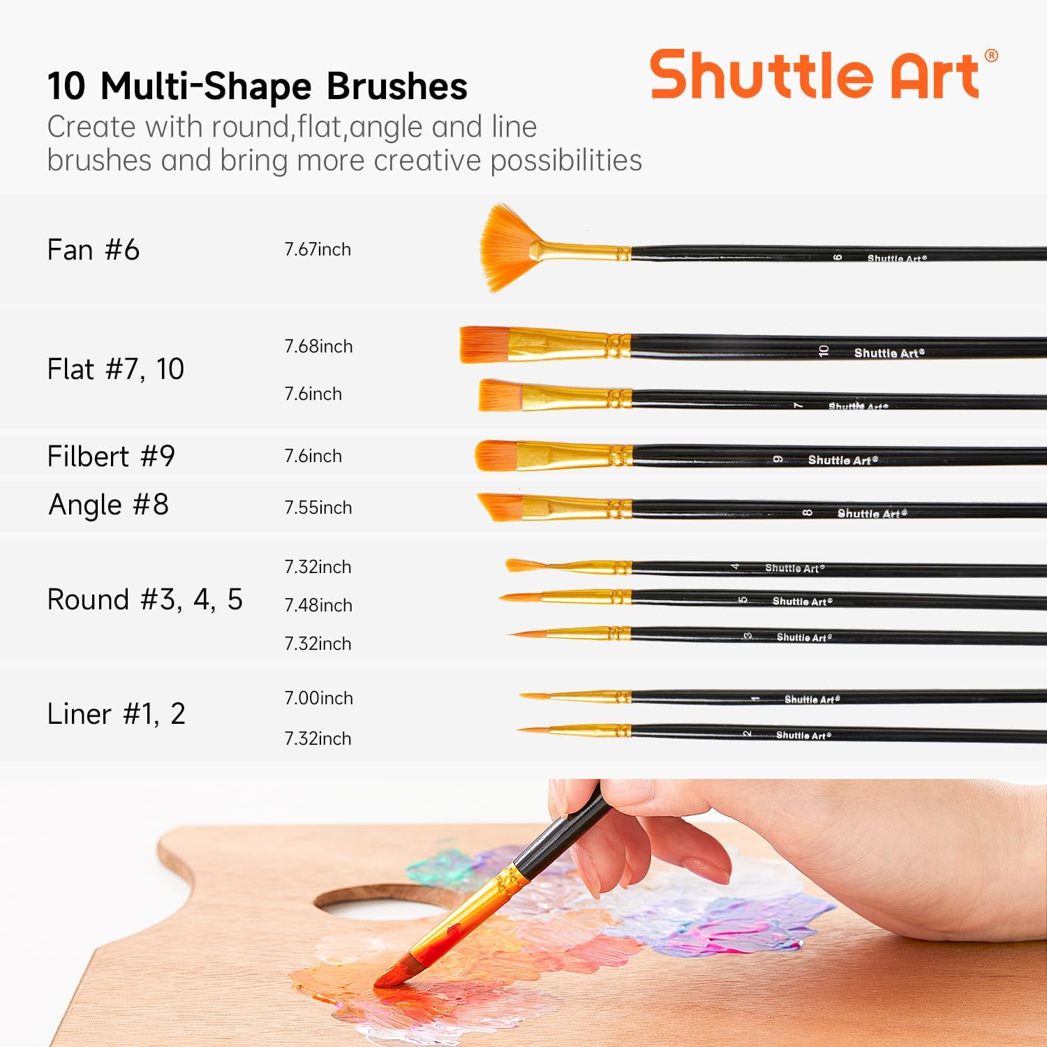 Shuttle Art 36 Colourful Acrylic Paint Set (60 ml Each) with 12 Brush Set – Bild 9