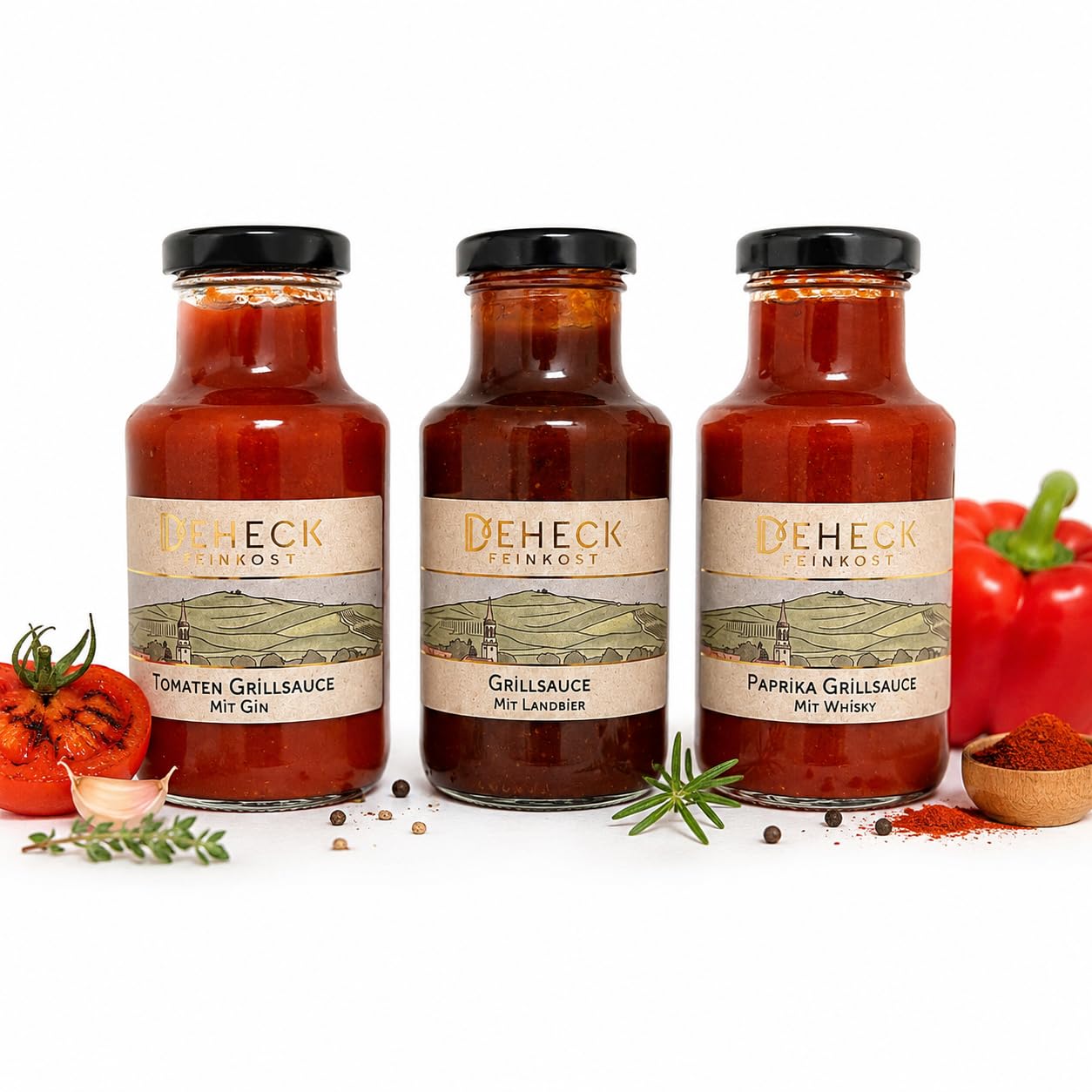 BBQ Grill Sauces Trio | 3 x Delicatessen Sauces for Grilling | Barbecue