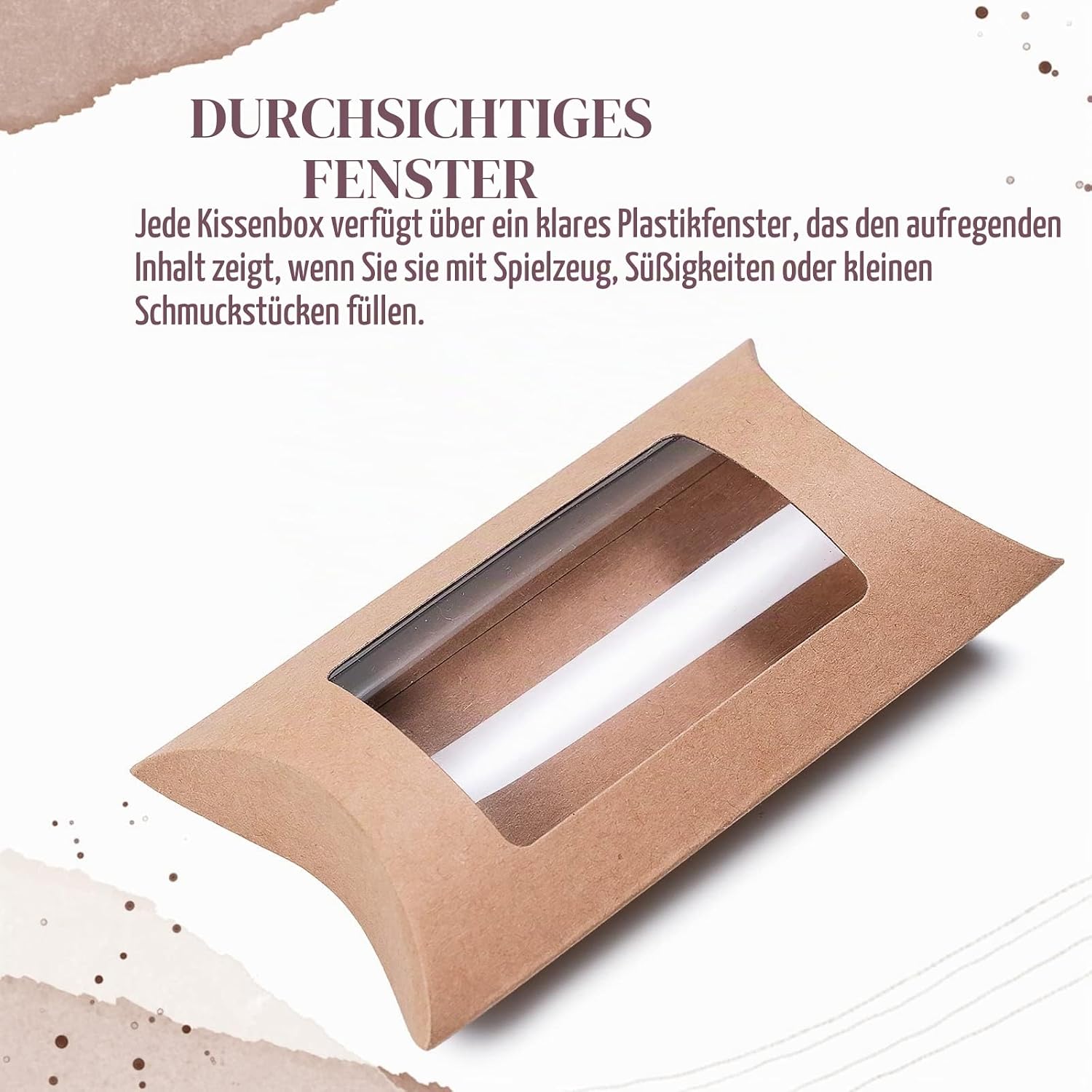 Pillow Boxes, 40 Pack Pillow Gift Boxes with Windows, Kraft Mini Gift Boxes, 5" x 3" x 1.2" – Bild 5