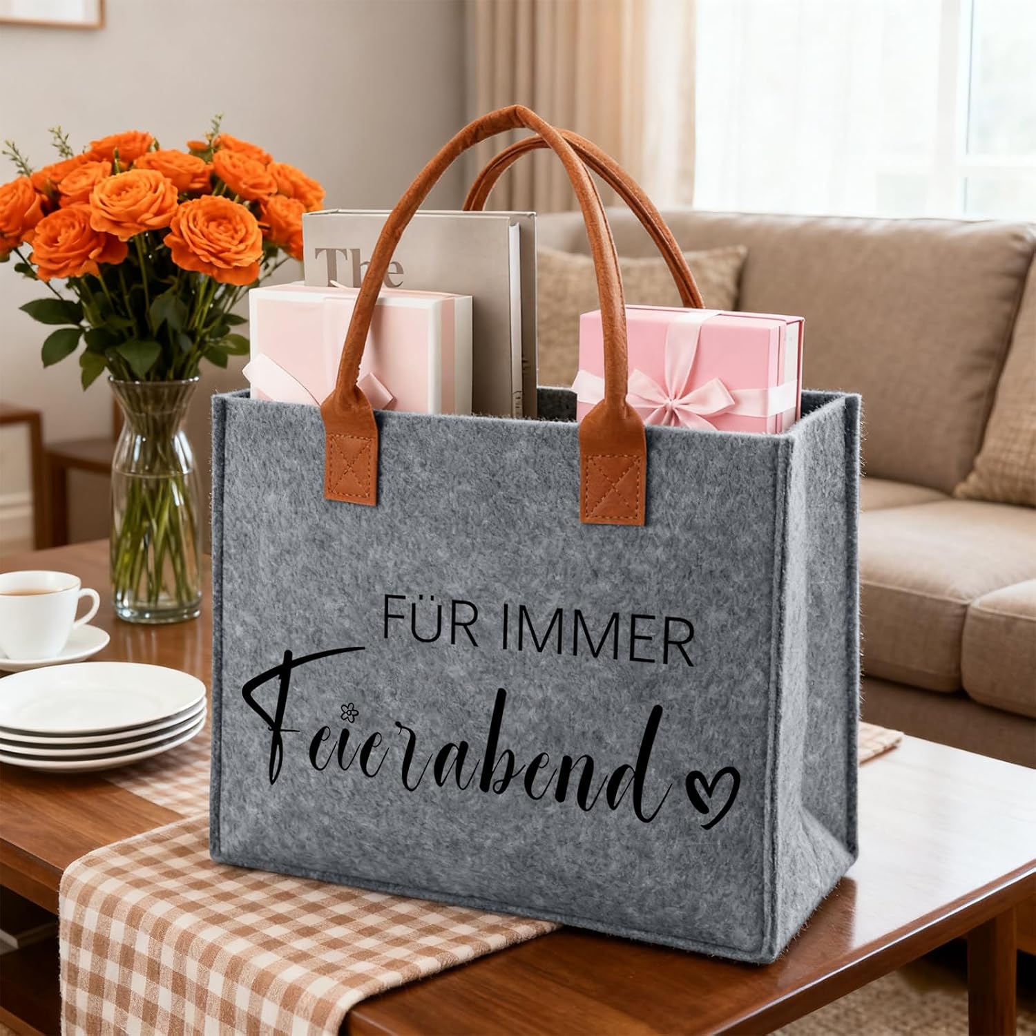 Ysound Gifts Women Felt Bag, Felt Shopper Bag for Woman Man – Bild 3