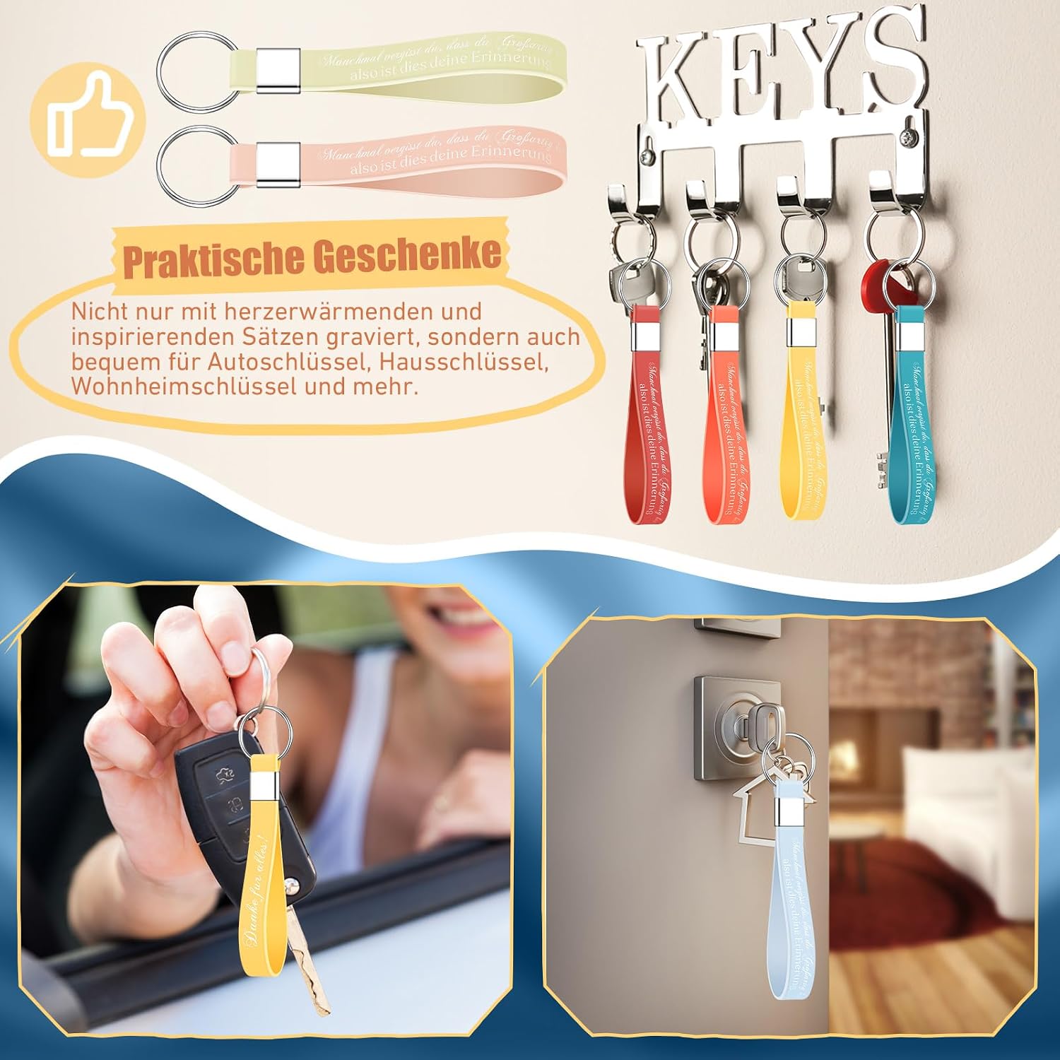 24 Silicone Motivational Key Rings for Colleagues Keyring Thank You for All Employees Gift Colleague Job Change Retirement Farewell Gift – Bild 5