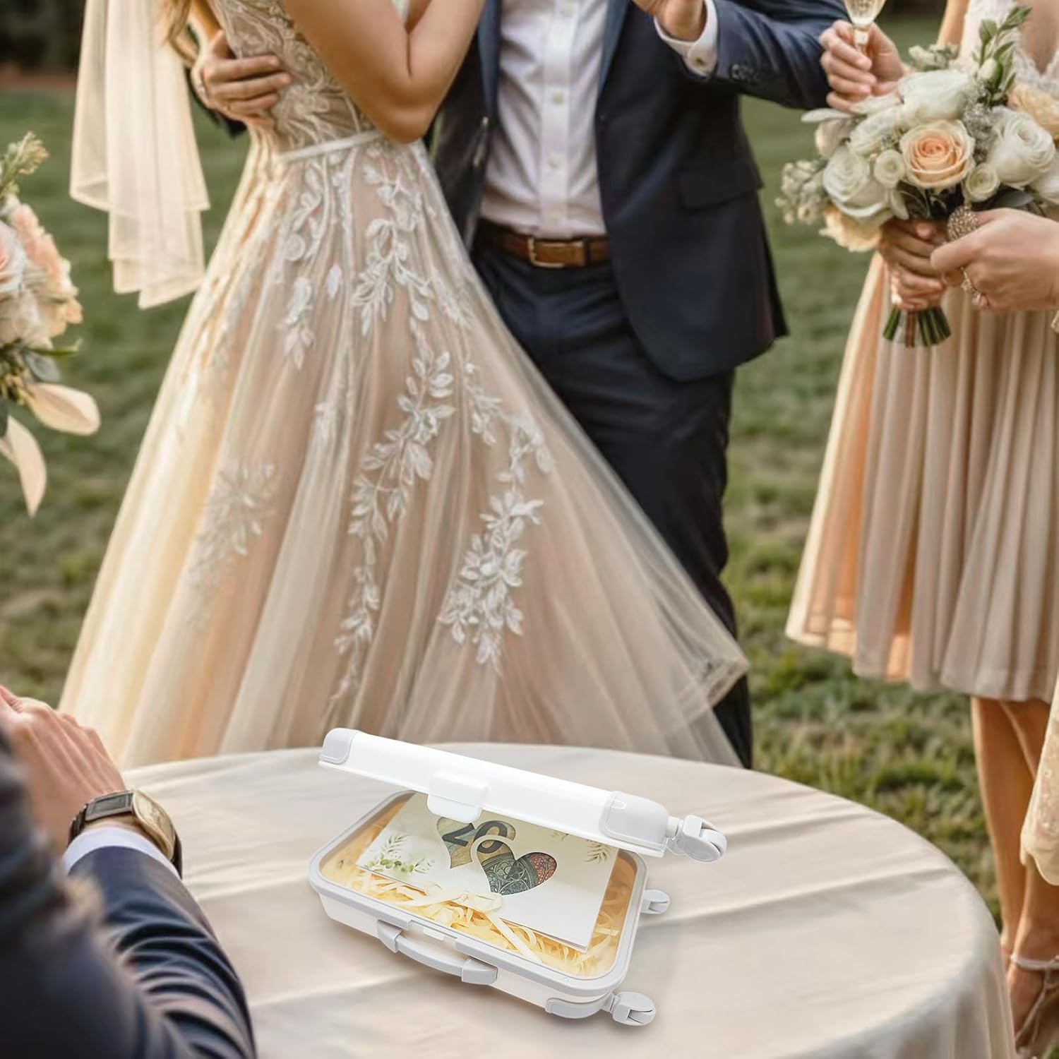 Dumeher Money Gift Wedding Trolley Suitcase Money Case "Just Married" Wedding Gifts for Bride and Groom Money Gifts Packaging with Gift Box and Money Wedding Card – Bild 7