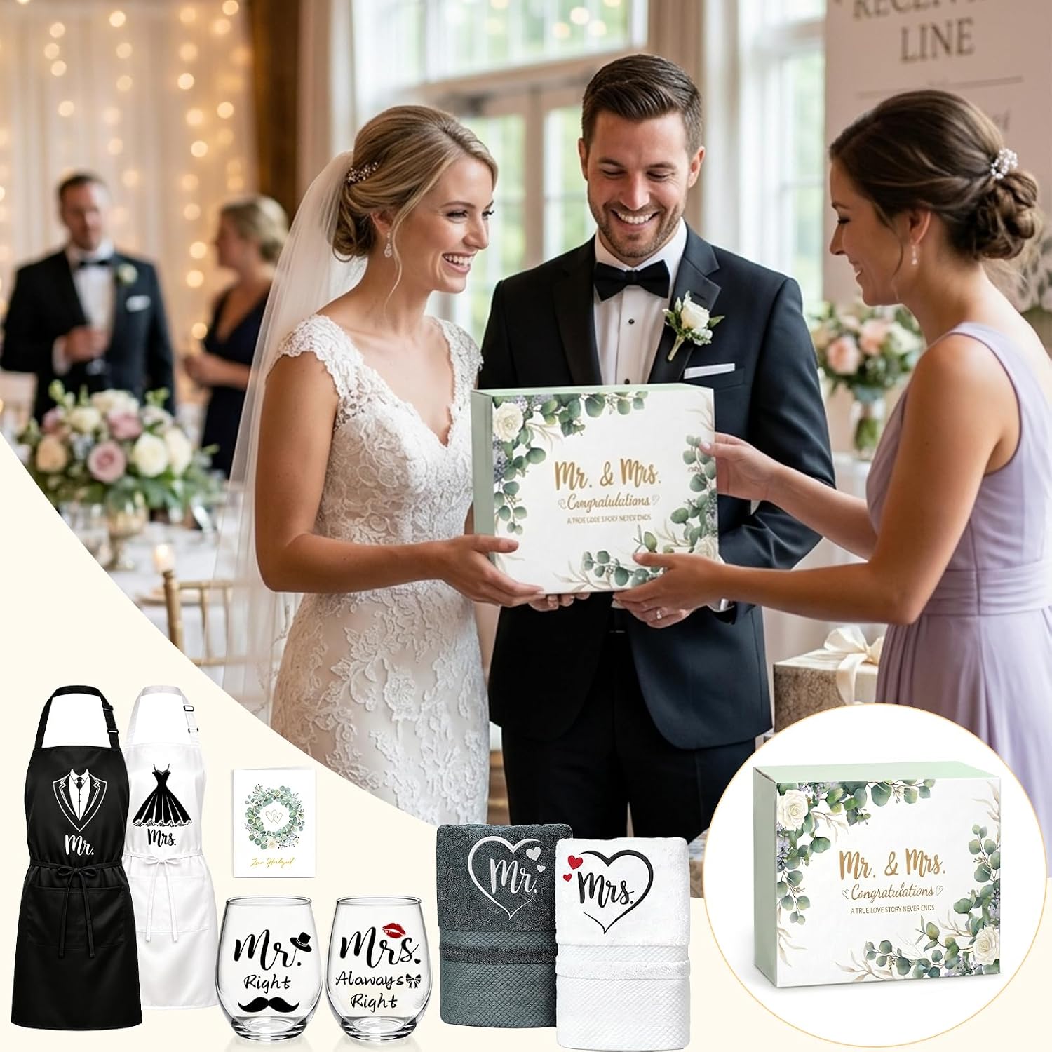 MOTONG Wedding Gifts for Bride and Groom Mr Mrs Personalised Gift – Bild 6