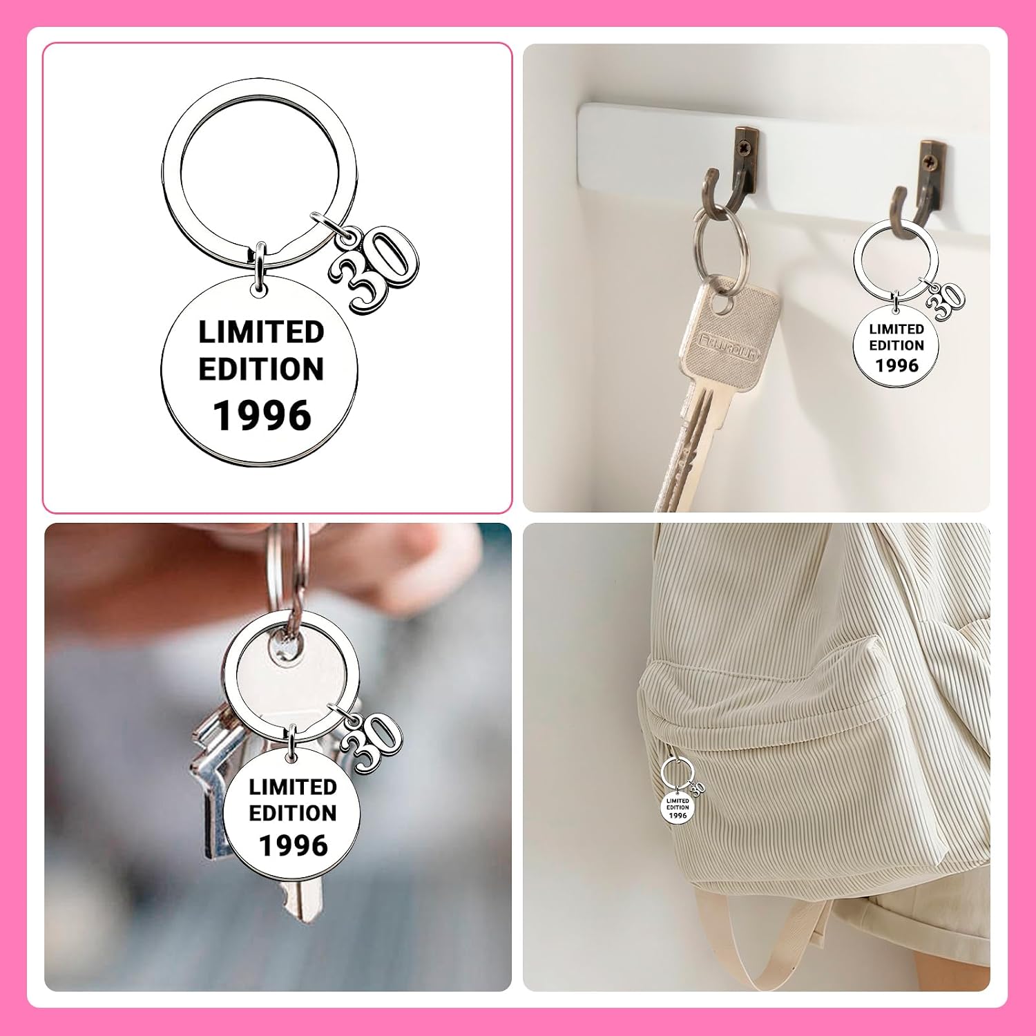 Scinzene Gift 30th Birthday Woman Set - Limited Edition 1996 100% Cotton Socks (36-44) with Keyring & Gift Bag For 30th Birthday Women, 30th Birthday Women Gift Idea – Bild 6