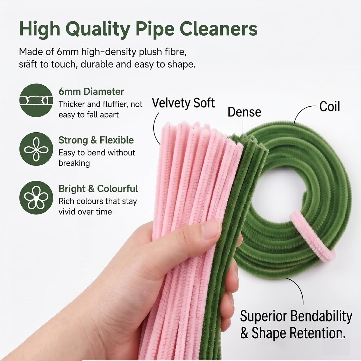 Pipe Cleaner Flower Set, 800 Pieces DIY Flower Craft Set, 8 Colours Pipe Cleaners with Flower Wire & Accessories, Creative Bouquets Crafts – Bild 5
