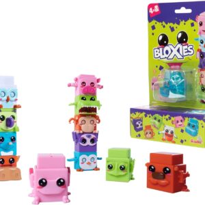 Simba 105952627 - Bloxies Figure (4 Pieces) - Animal Building Blocks for Stacking and Collecting with Motion Effect, Toy for Children from 3 Years, Random Selection in Surprise Packaging