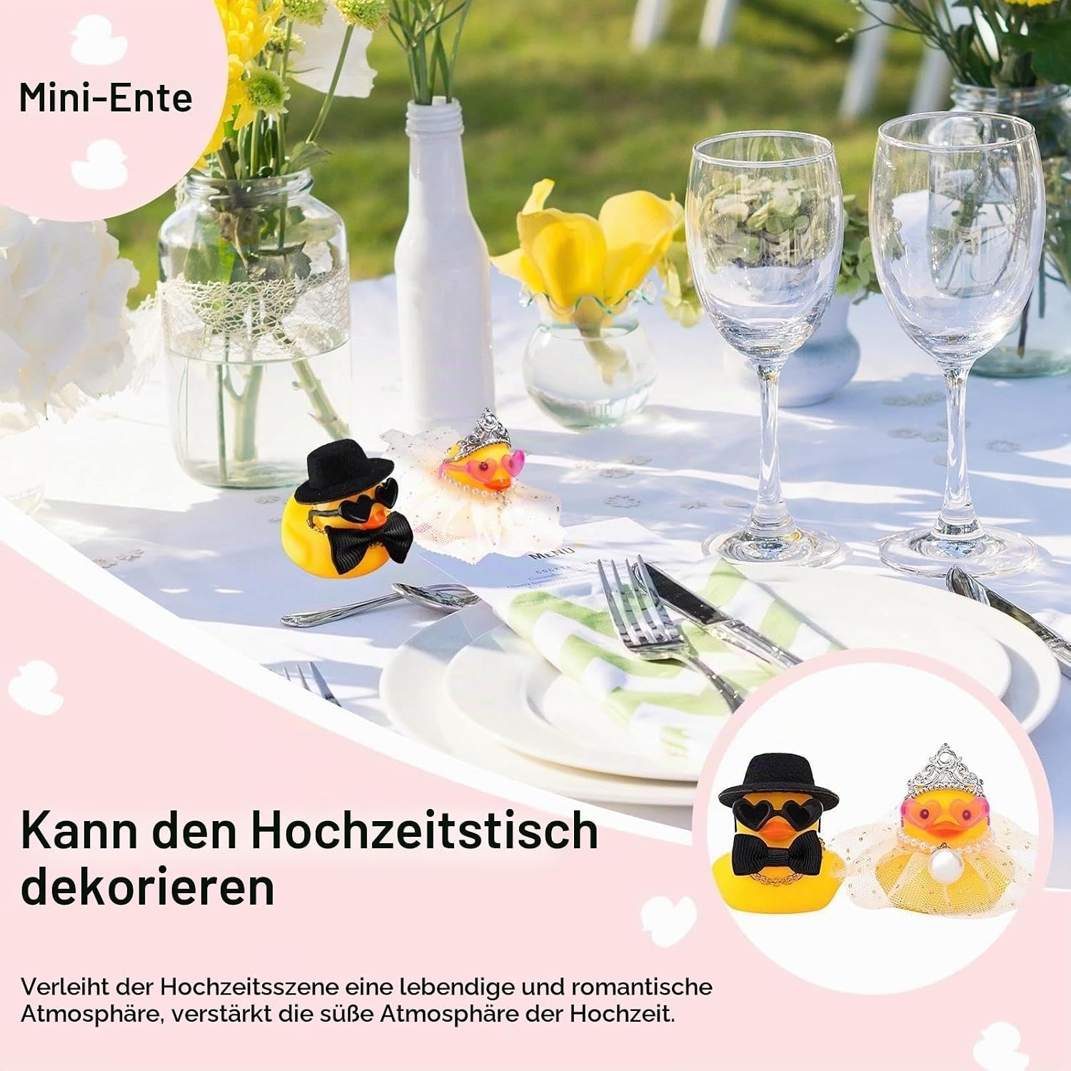 AKONE Pack of 2 Squeaky Duck Wedding Couple, Wedding Gifts for Newlyweds, Funny Couple Rubber Duck, Mini Bride and Groom Duck for Ceremony, Wedding Blessing, Wedding Gift – Bild 7