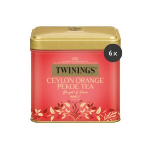 Twinings CEYLON ORANGE PEKOE Black Tea Loose in a Tea Tin – Light Gold and Refreshing Aroma from the Best Tea Leaves from Ceylon, Pack of 6 (100 g each)
