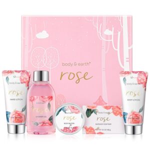 Bath Set Women Gift Luxury 6 Piece Bath & Body Set Shower Gel Body Butter Hand Cream Body Lotion Hand Soap Paper Bath Soap Perfect Birthday Gift for Women