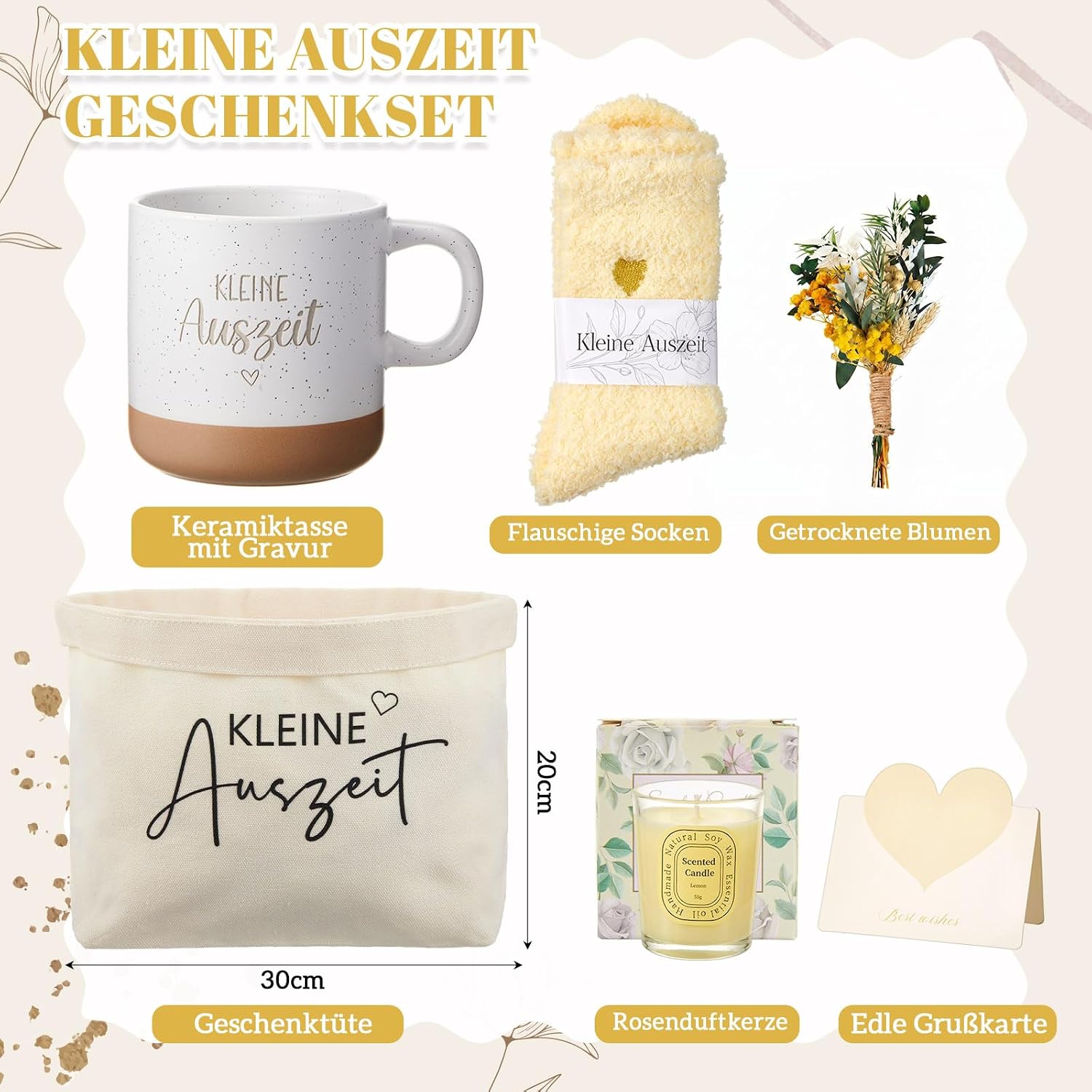 Xuniea Kleine Auszeit Gift Basket Women Wellness Gift Vanilla Yellow – Bild 2