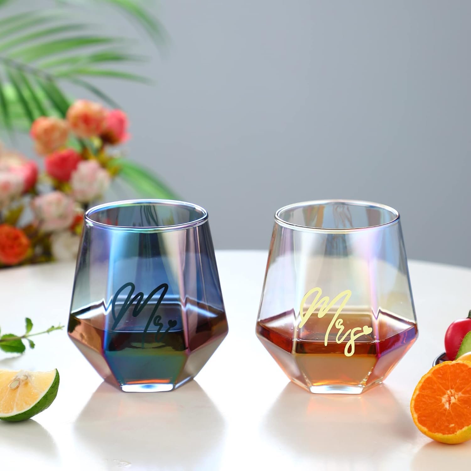 BigNoseDeer Mr and Mrs Pair of Glasses, Wine Glass Cup Set, Wedding Mug for Bride and Groom, Wine Glasses Gifts for Couple Anniversary, Gifts for Bridal Shower, Engagement, Christmas, Valentine's Day – Bild 2