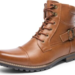 Bruno Marc Men’s Motorcycle Boots, Lace-Up Boots, Classic Chukka Boots, Biker Casual Shoes