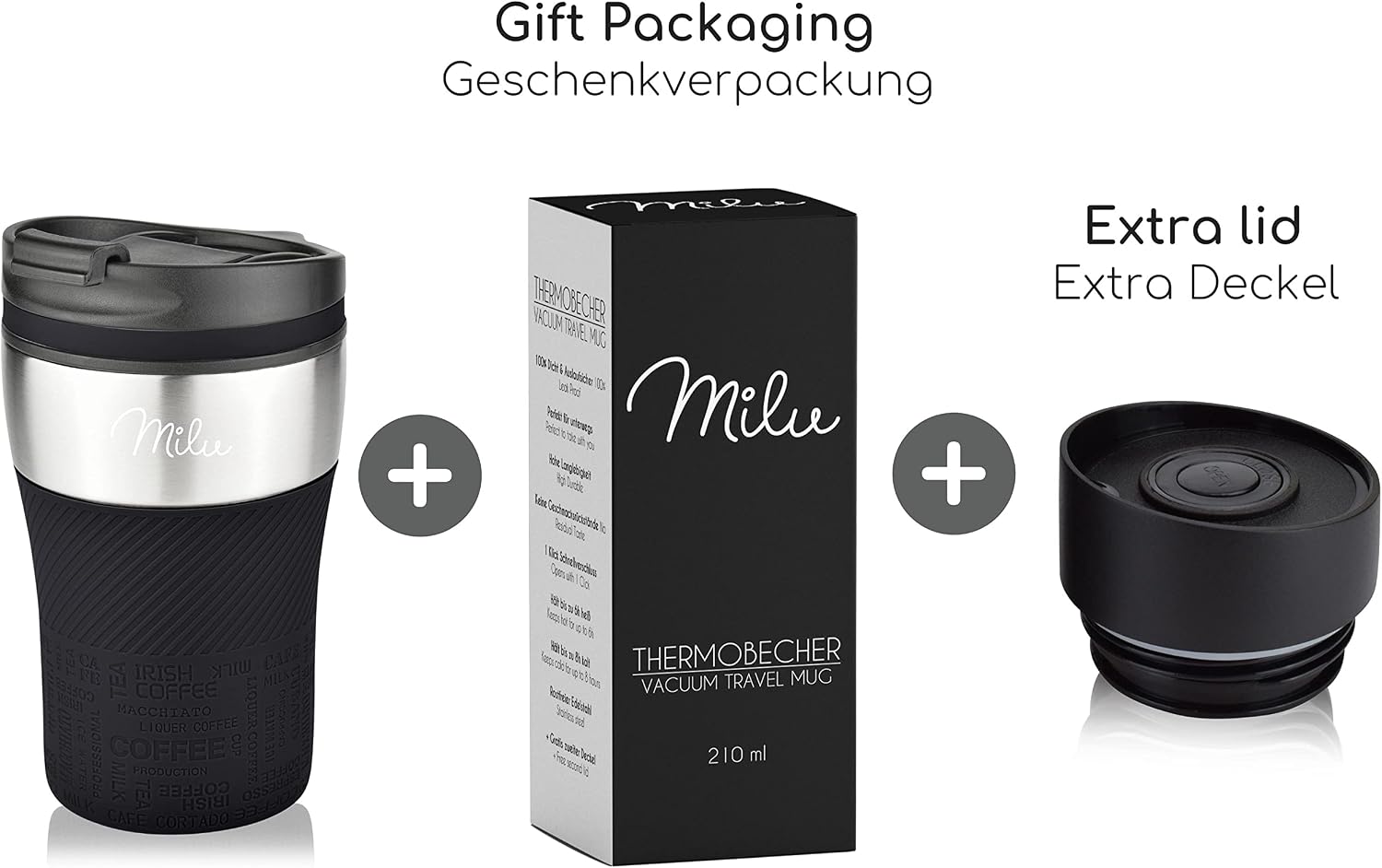 Milu Thermal Mug with Engraving, 210 ml, Gift Idea, Personalised Gift with Name, Father's Day for Men, Women, Mum, Dad, Girlfriend (210 ml, Black) – Bild 7