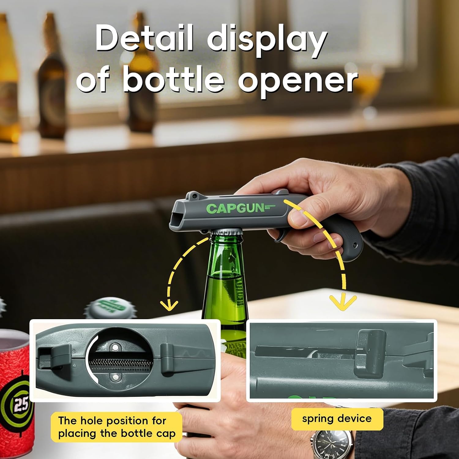 Pack of 2 Cap Gun Bottle Opener Gun, Funny Beer Opener – Bild 4