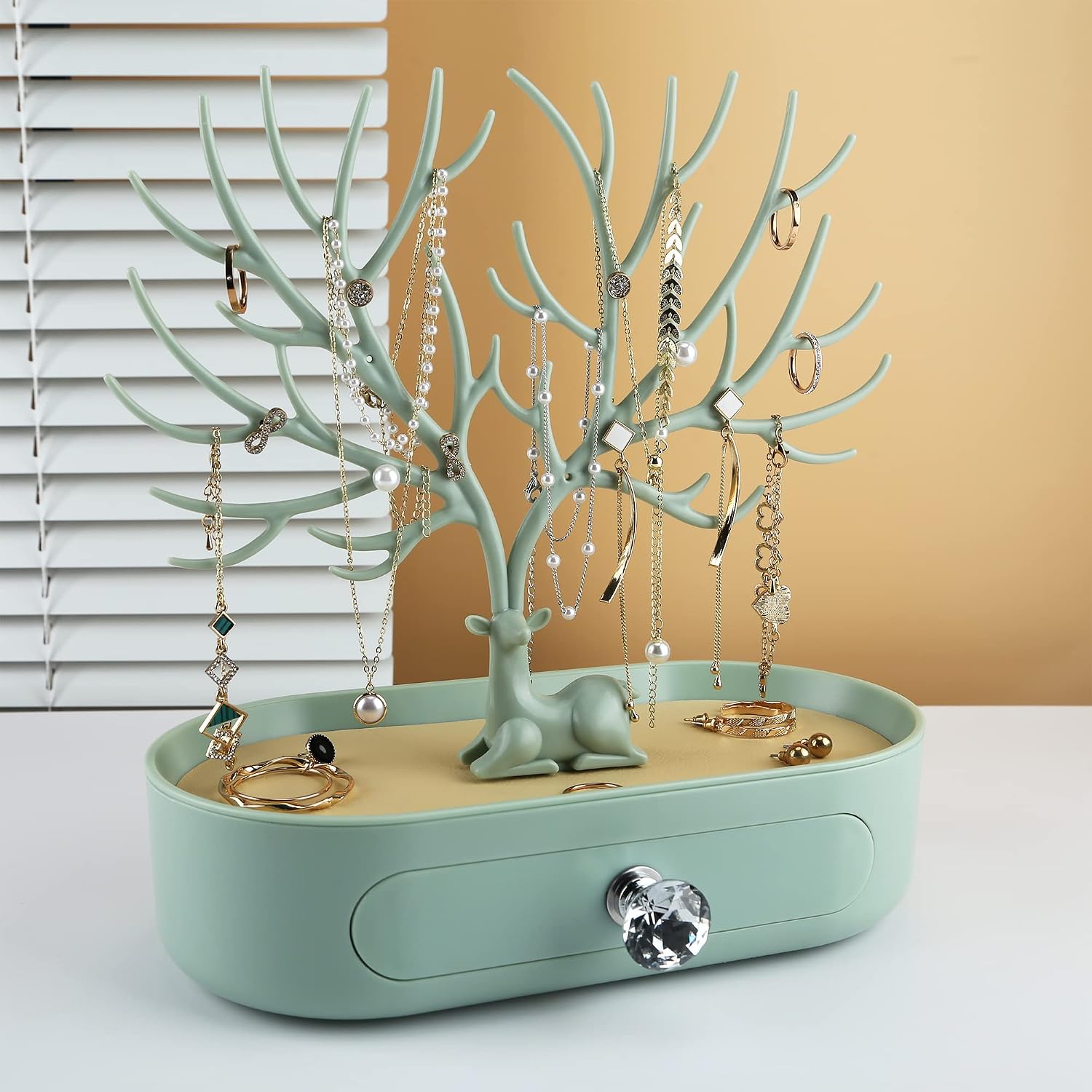 More & Less Antlers Ornament Display Rack with Drawer Crystal Handle Tree Tower Hanging Storage Pieces Ring Earrings Necklace Bracelet – Bild 2