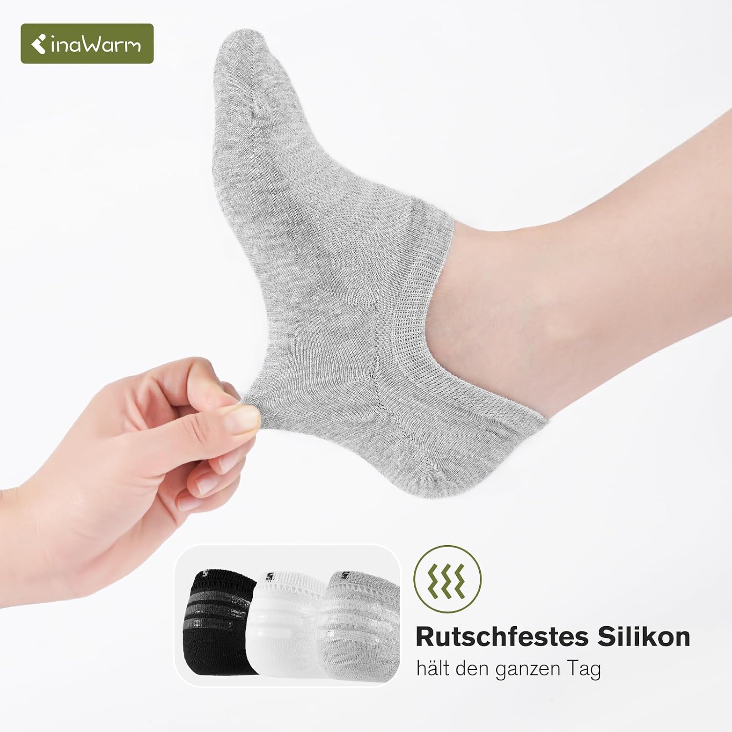 Bamboo 6/10 Pairs Women's Trainer Socks 39-42 35-38, Breathable Ankle Socks, Invisible Ankle Socks, No Show Socks with Non-Slip Silicone – Bild 5