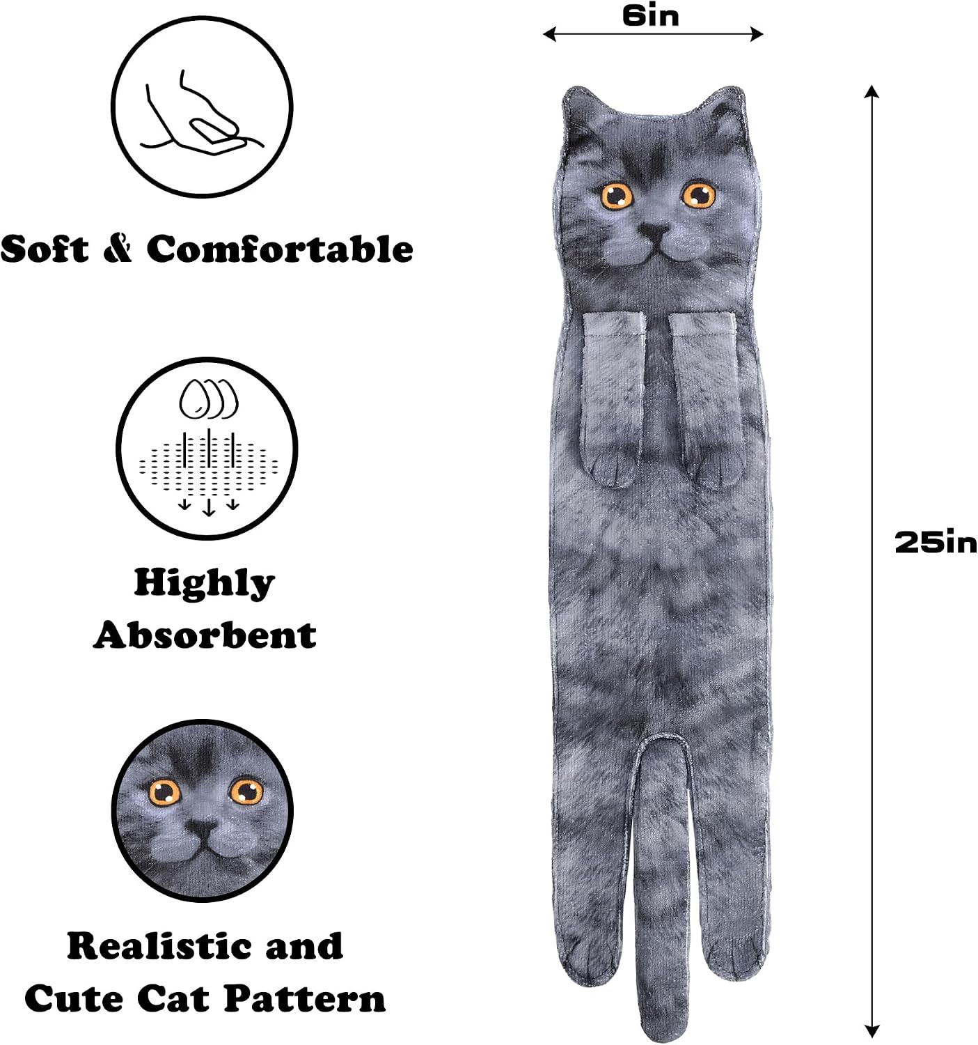 Funny Cat Towels for Kitchen and Bathroom - Cat Decoration Hanging Towel Washcloth Mother's Day Gift Easter Housewarming Gift Birthday Gift - Gifts for Women Cat Lovers – Bild 7