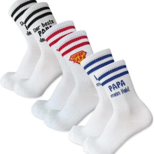 Pack of 3 Premium Papa Socks Gift Set with Message "Bester Papa" - 80% Combed Cotton - Gift for Father's Day - Size 39-46