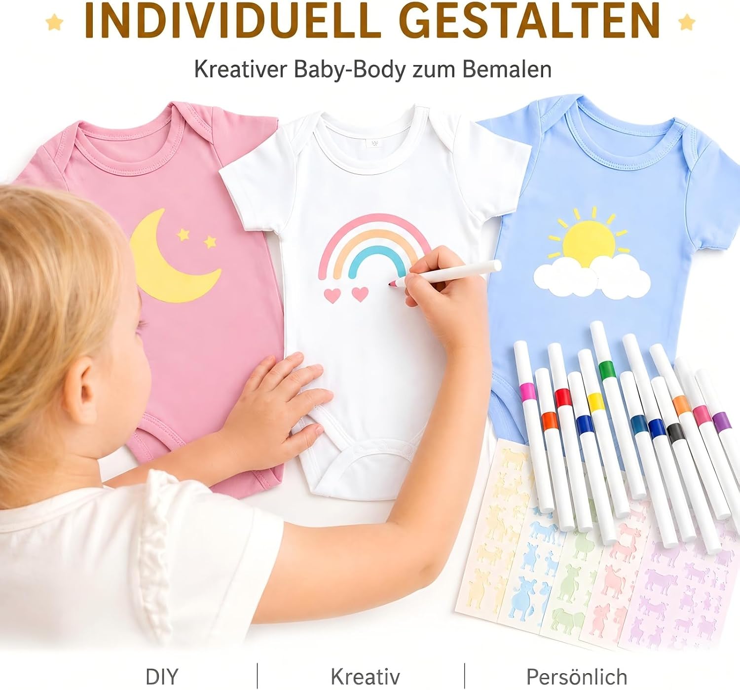 41 Piece Paint Bibs Baby Bodysuit to Paint - Baby Shower Games – Bild 2